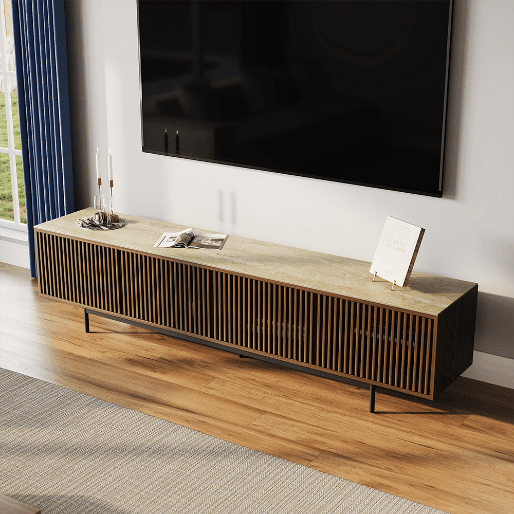 with Storage Walnut Color MDF TV Stands