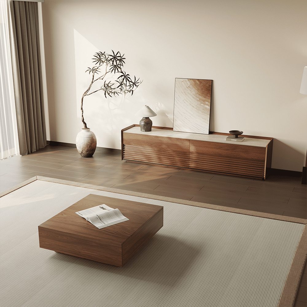 Rectangular Walnut MDF TV Stands