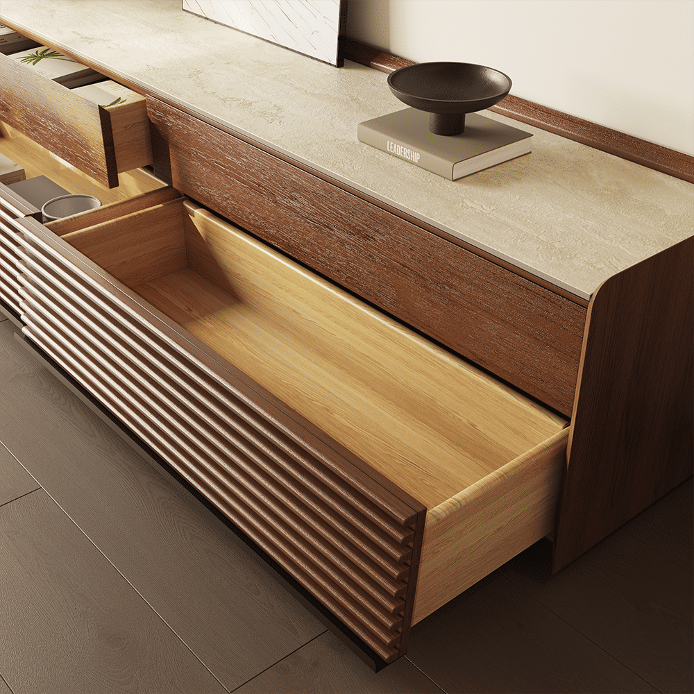 Mid Century Modern Walnut MDF TV Stands
