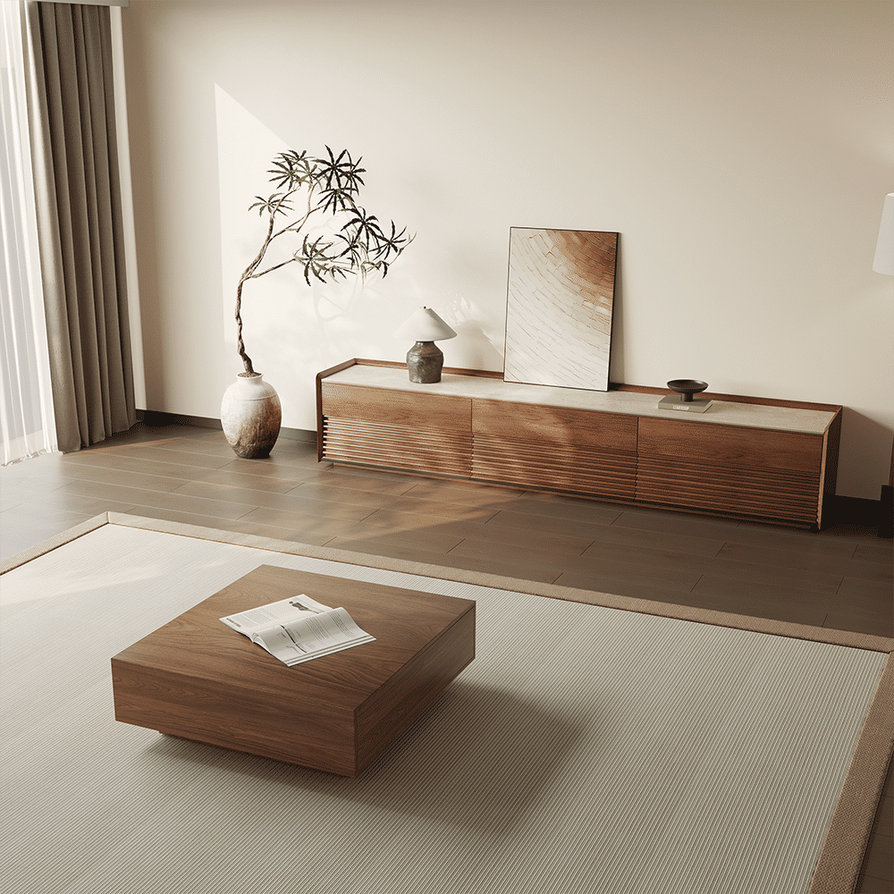 Rectangular Walnut MDF TV Stands