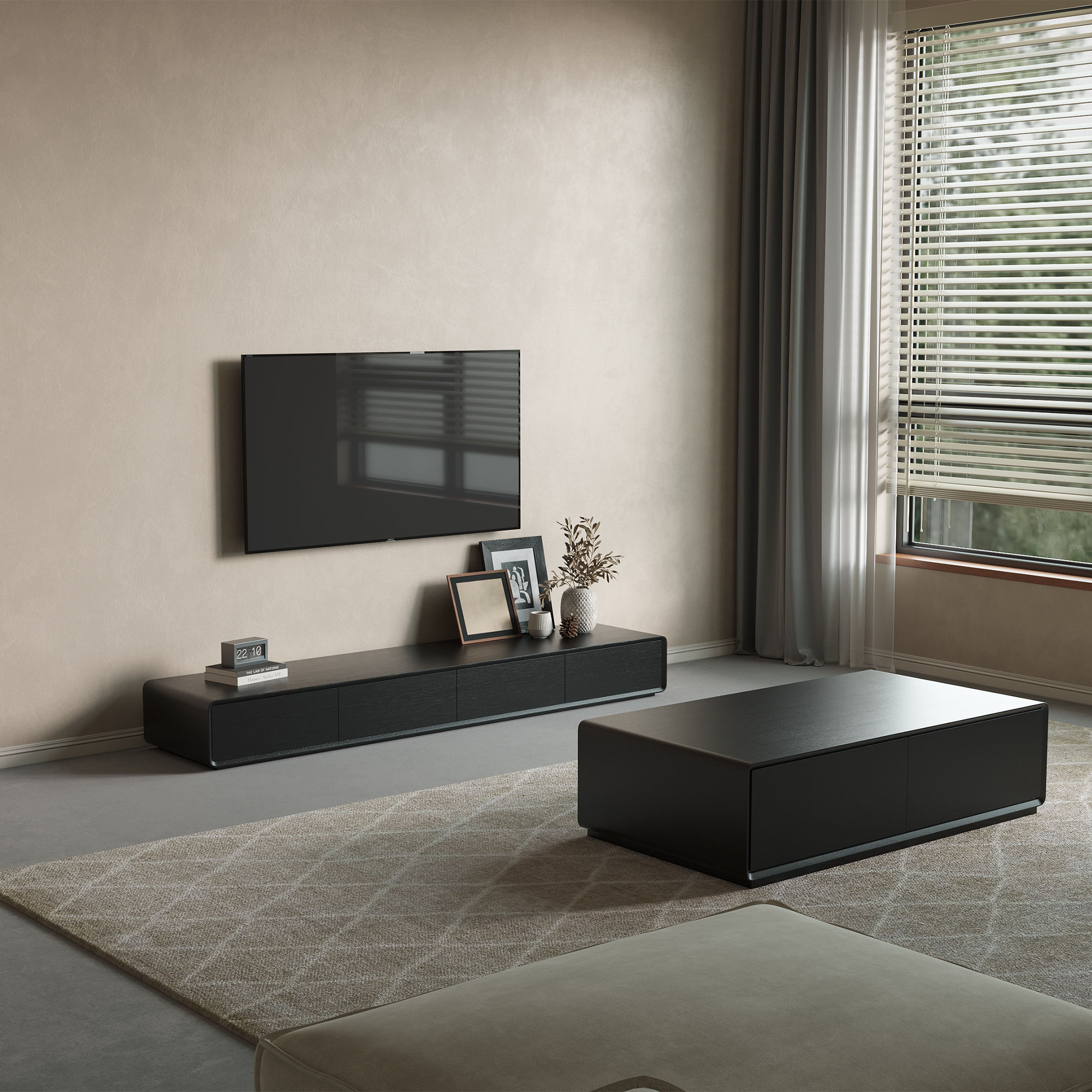 Walnut Black MDF TV Stands