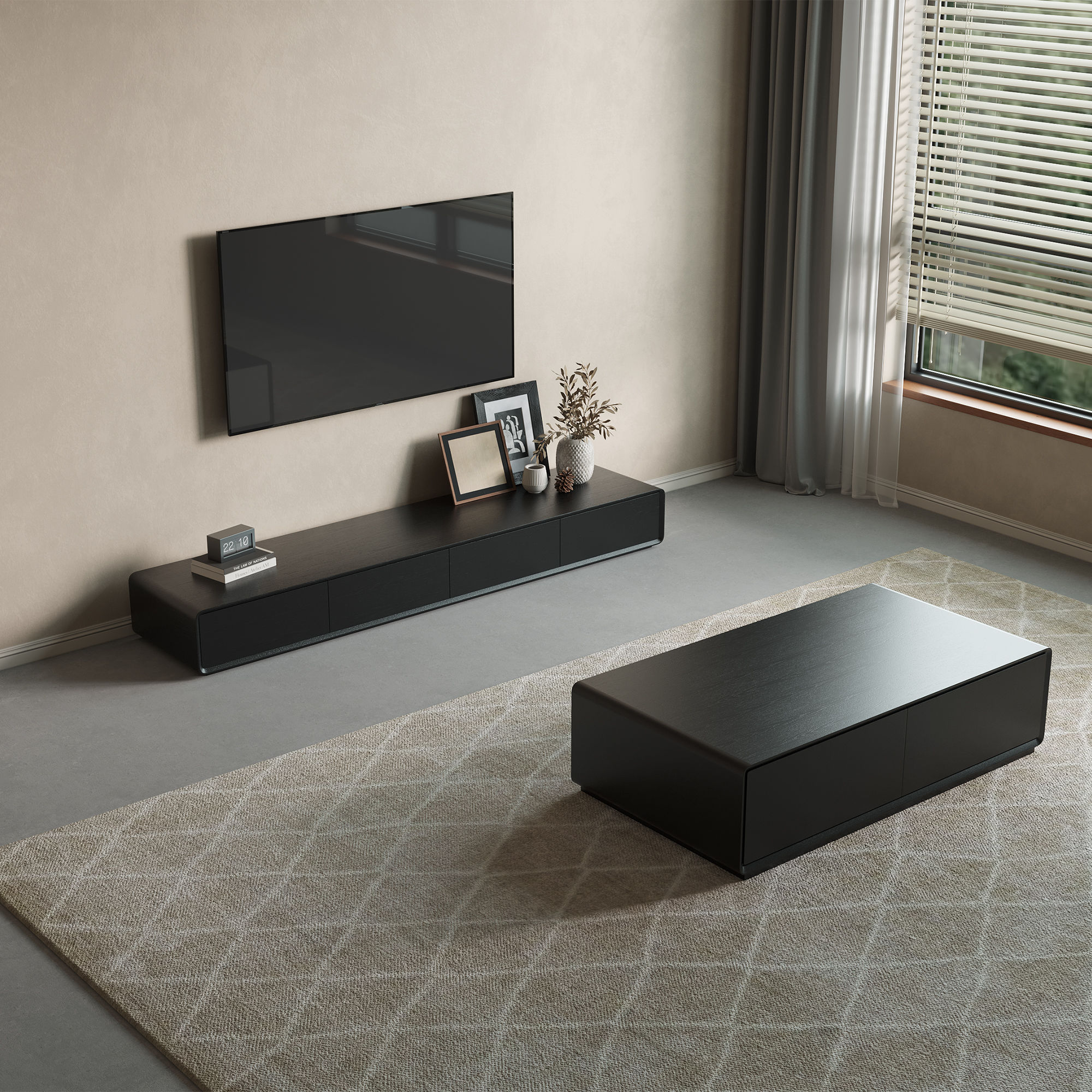 Walnut Black MDF TV Stands