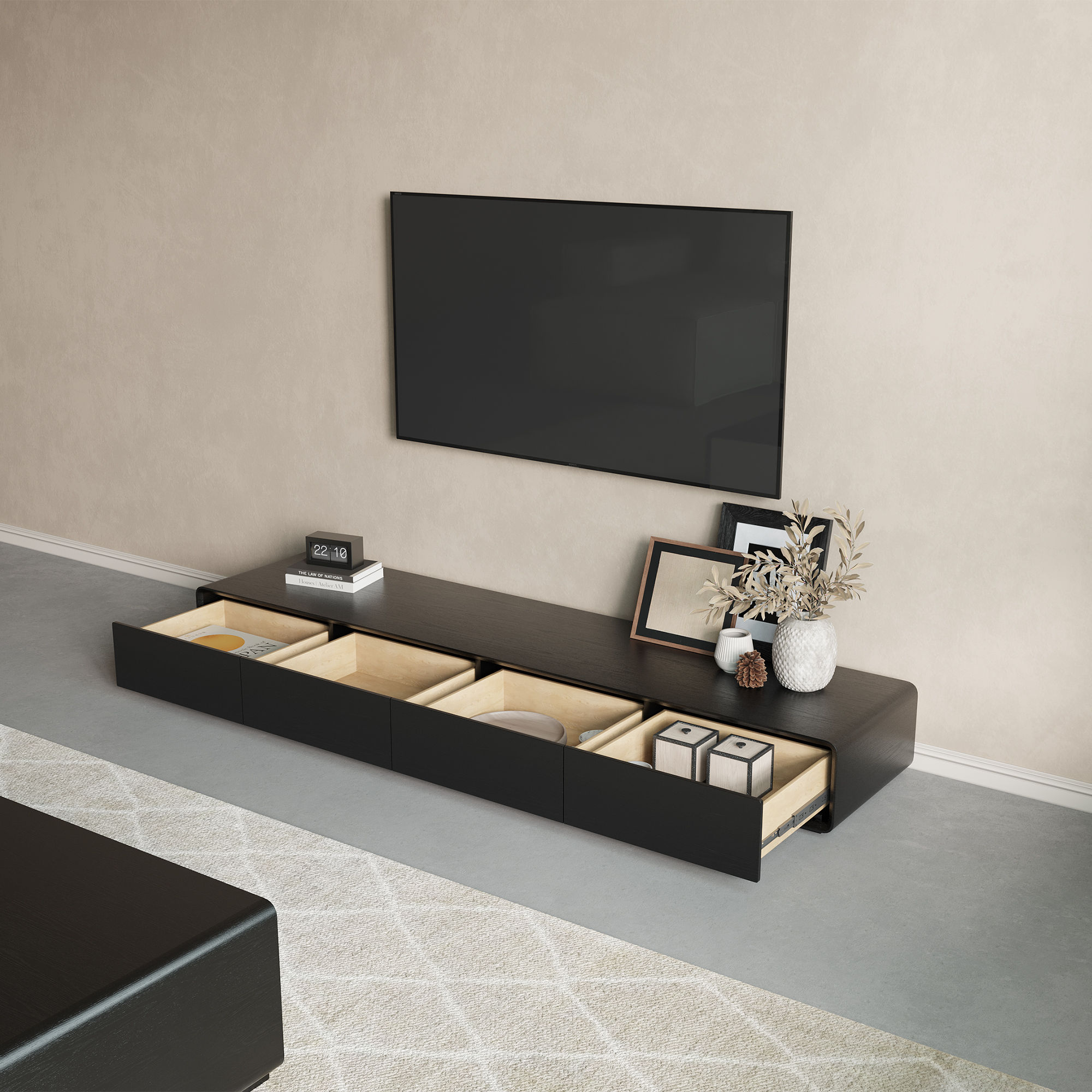 On the Ground Black MDF TV Stands