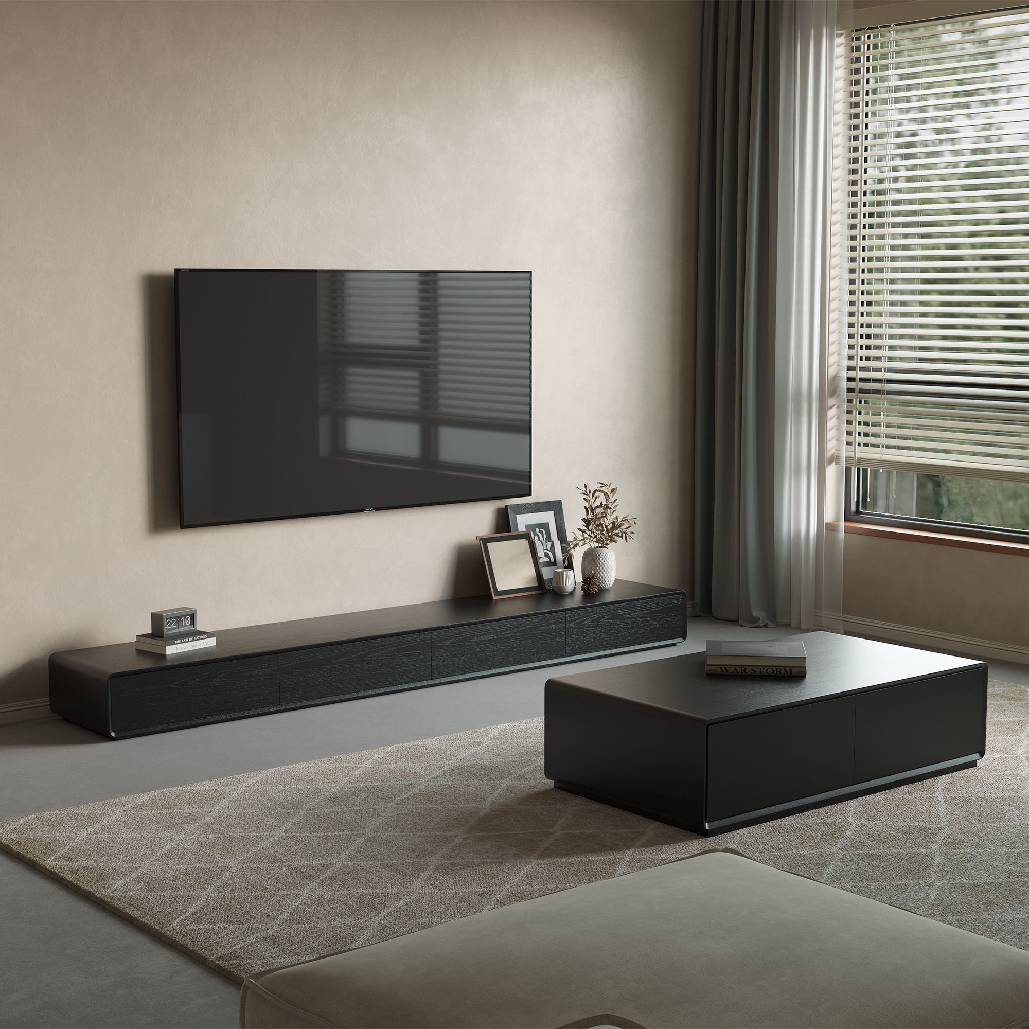Fully Assemble Black MDF TV Stands