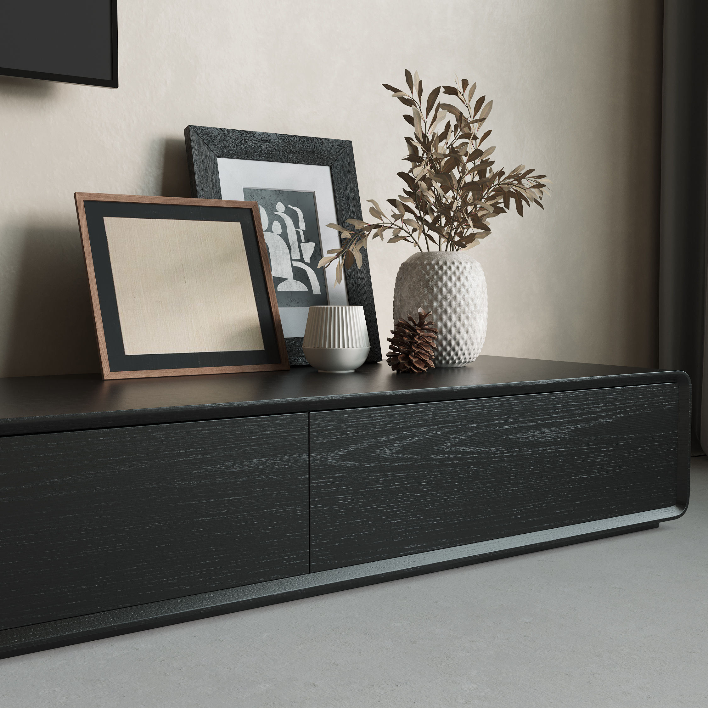 Walnut Black MDF TV Stands