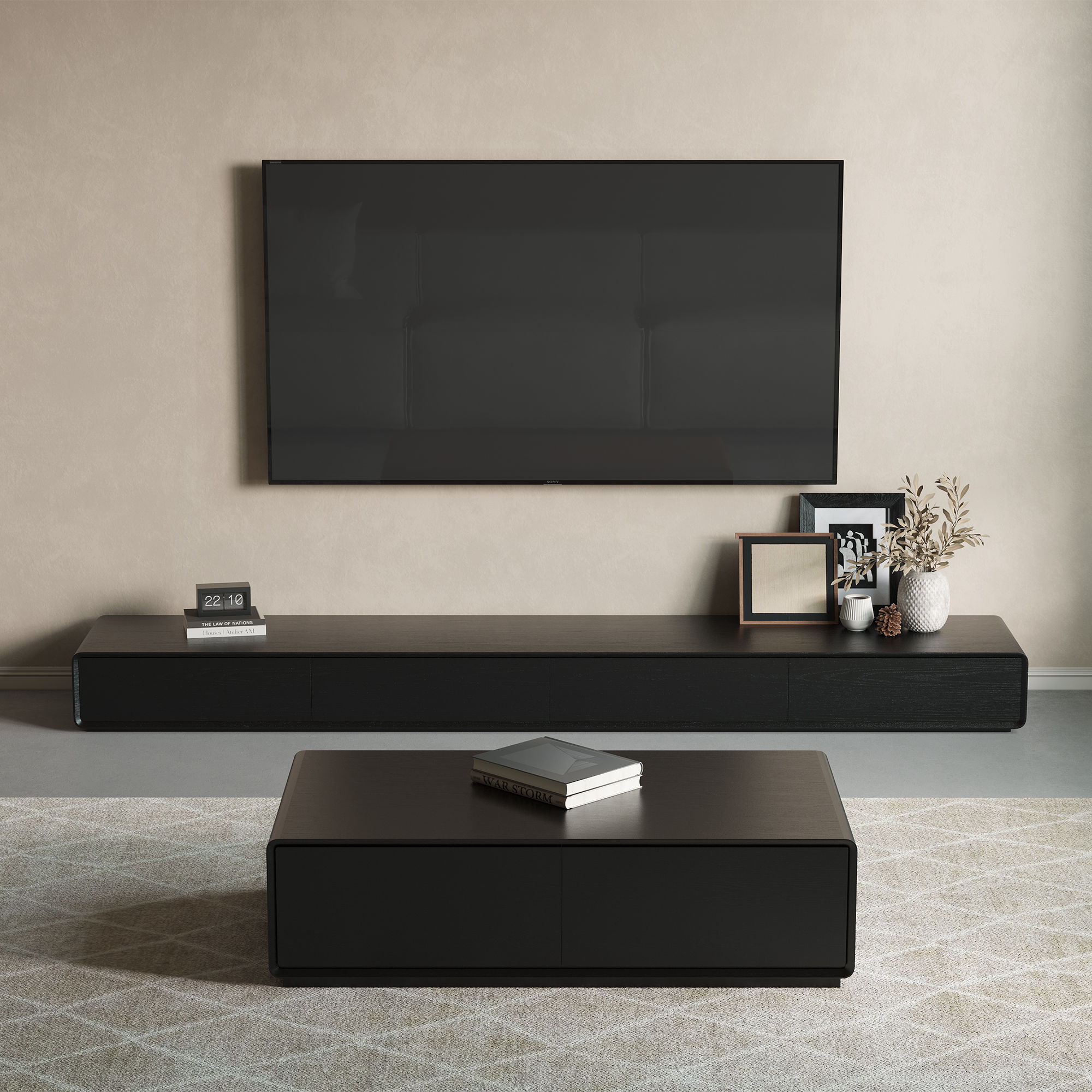 Walnut Black MDF TV Stands