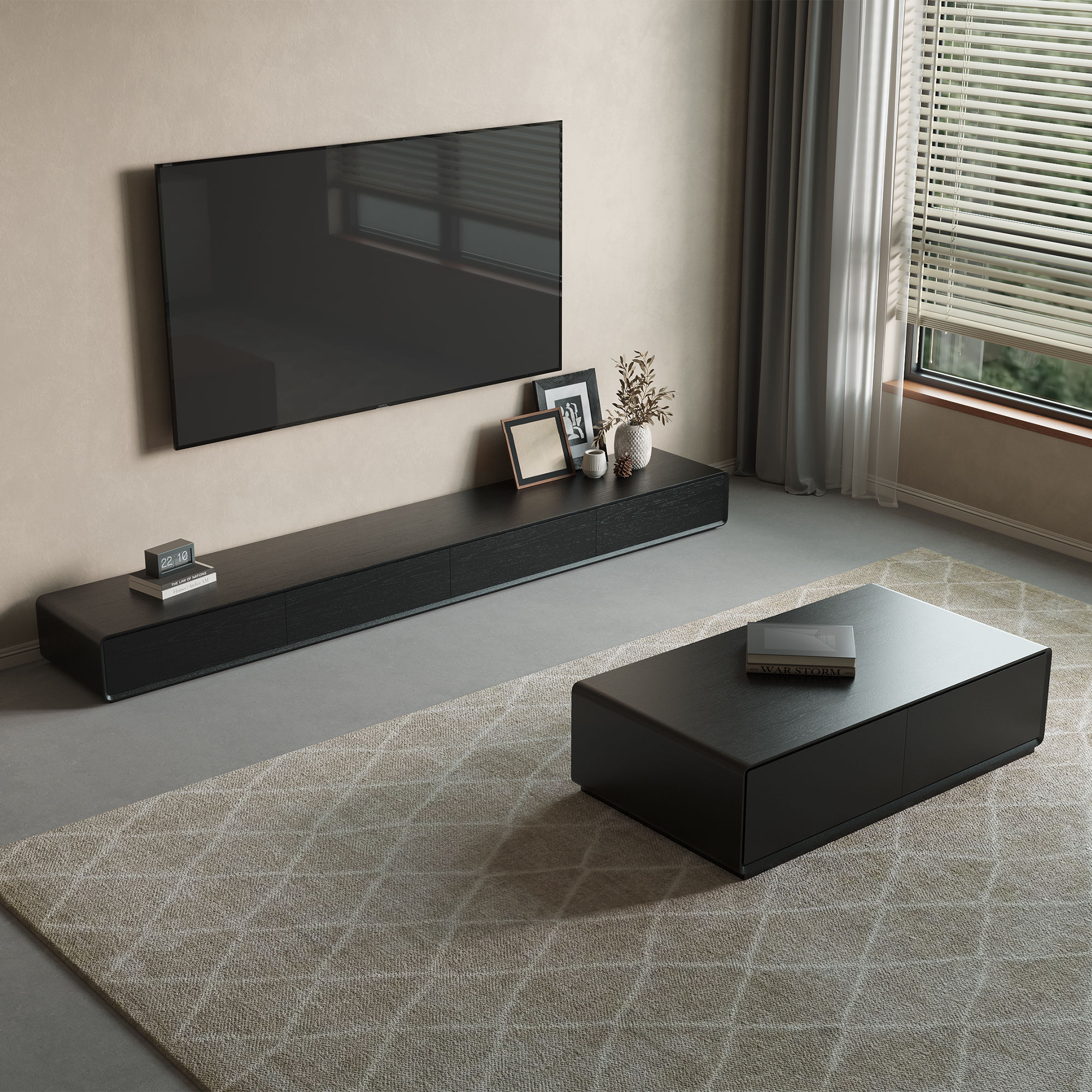Walnut Black MDF TV Stands