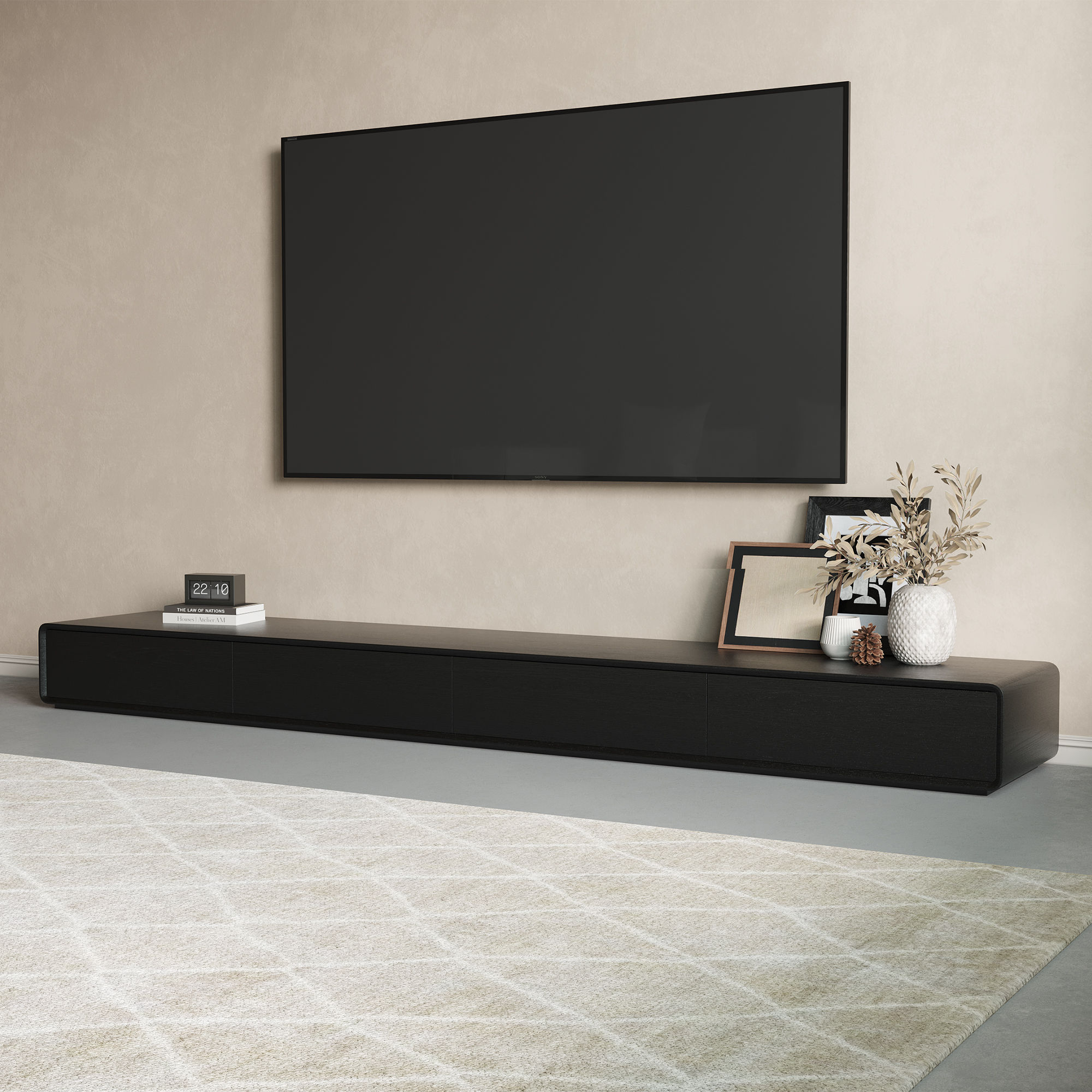 On the Ground Black MDF TV Stands
