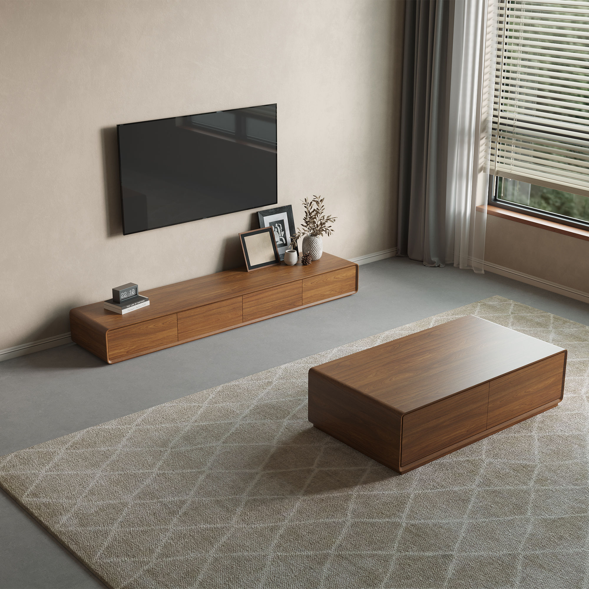 with Drawers Dark Wood MDF TV Stands
