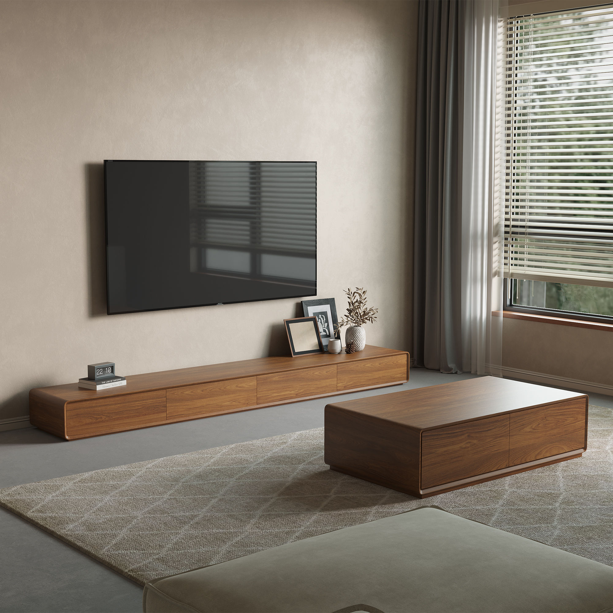 On the Ground Dark Wood MDF TV Stands