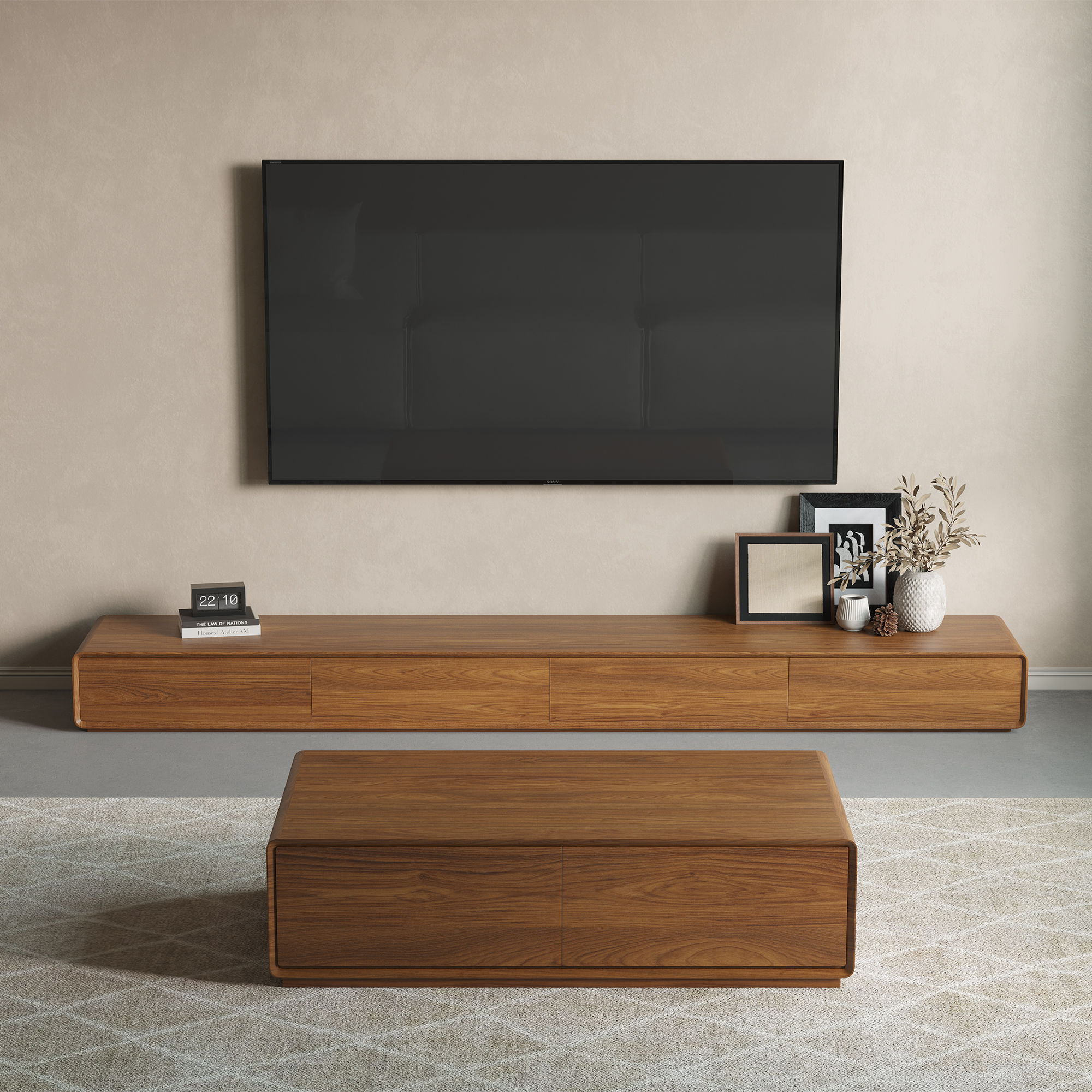 with Drawers Dark Wood MDF TV Stands