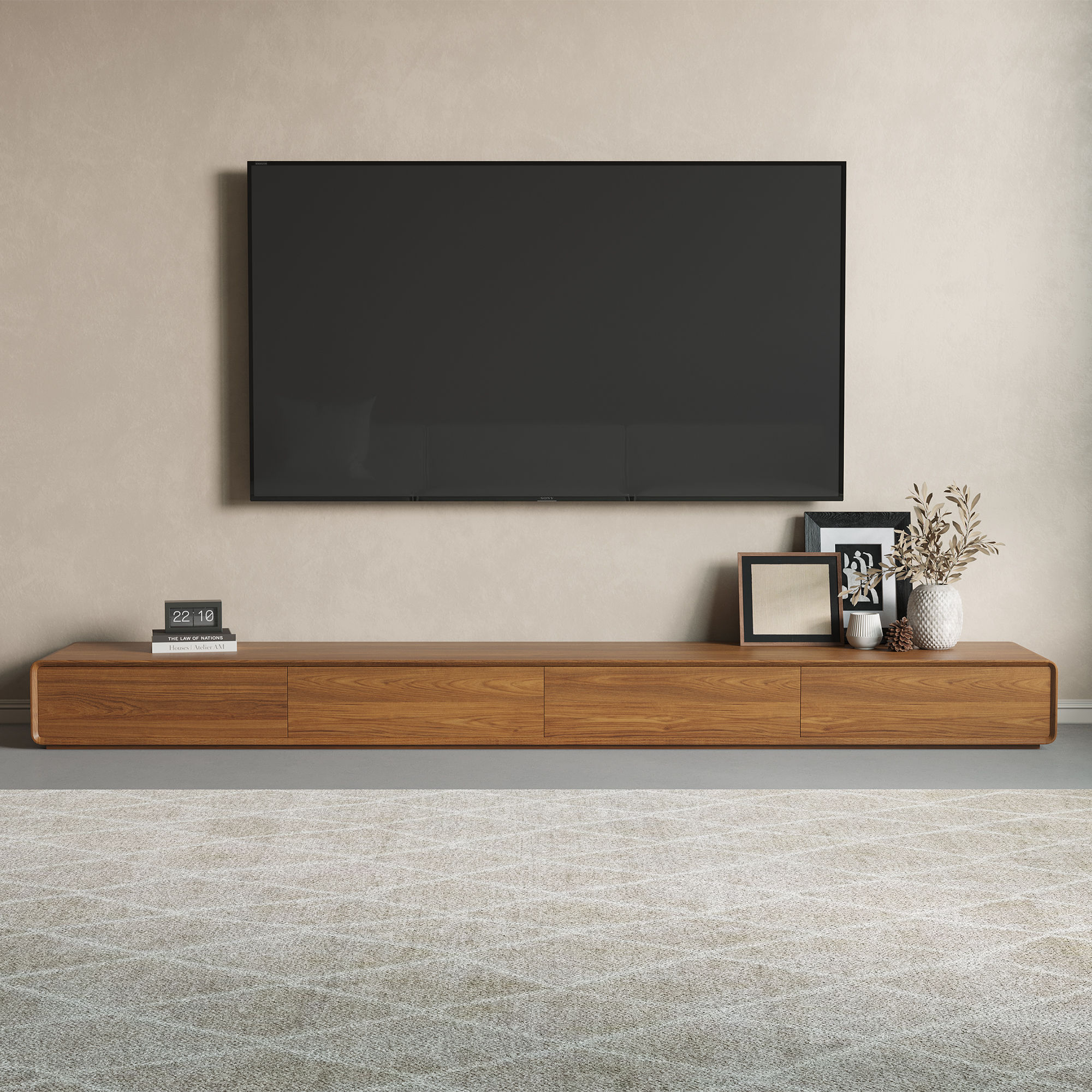 On the Ground Dark Wood MDF TV Stands