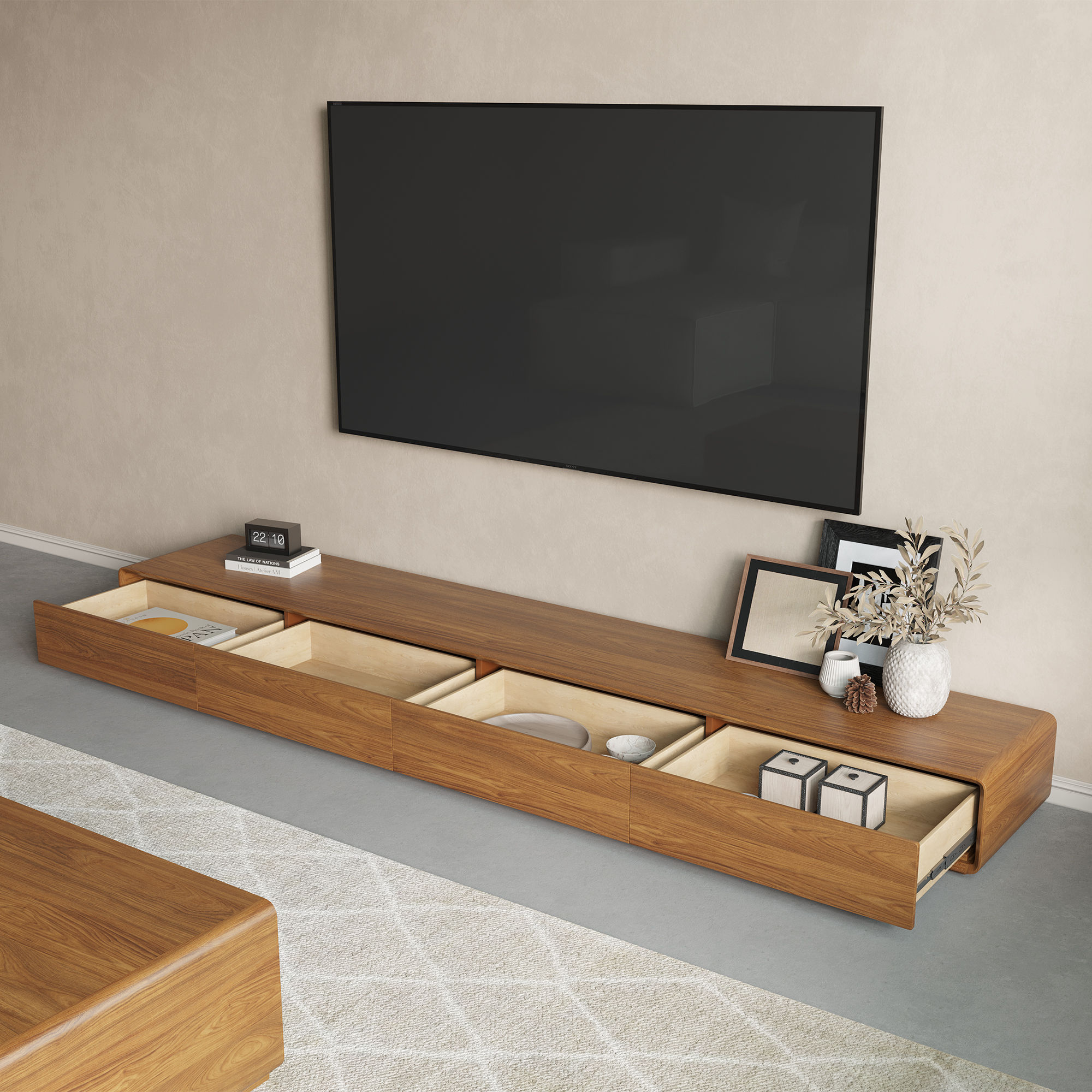 Walnut Dark Wood MDF TV Stands