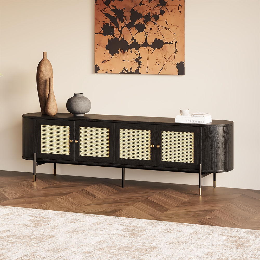 with Storage Black MDF TV Stands