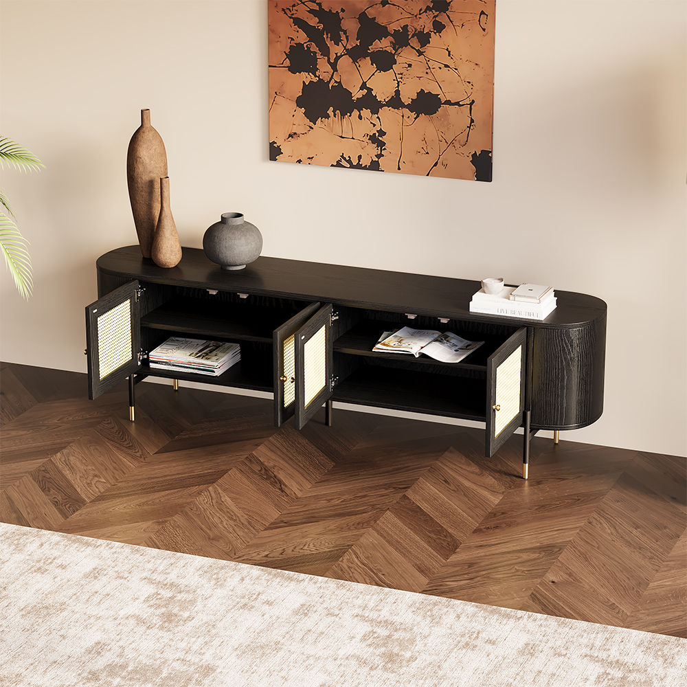 with Storage Black MDF TV Stands