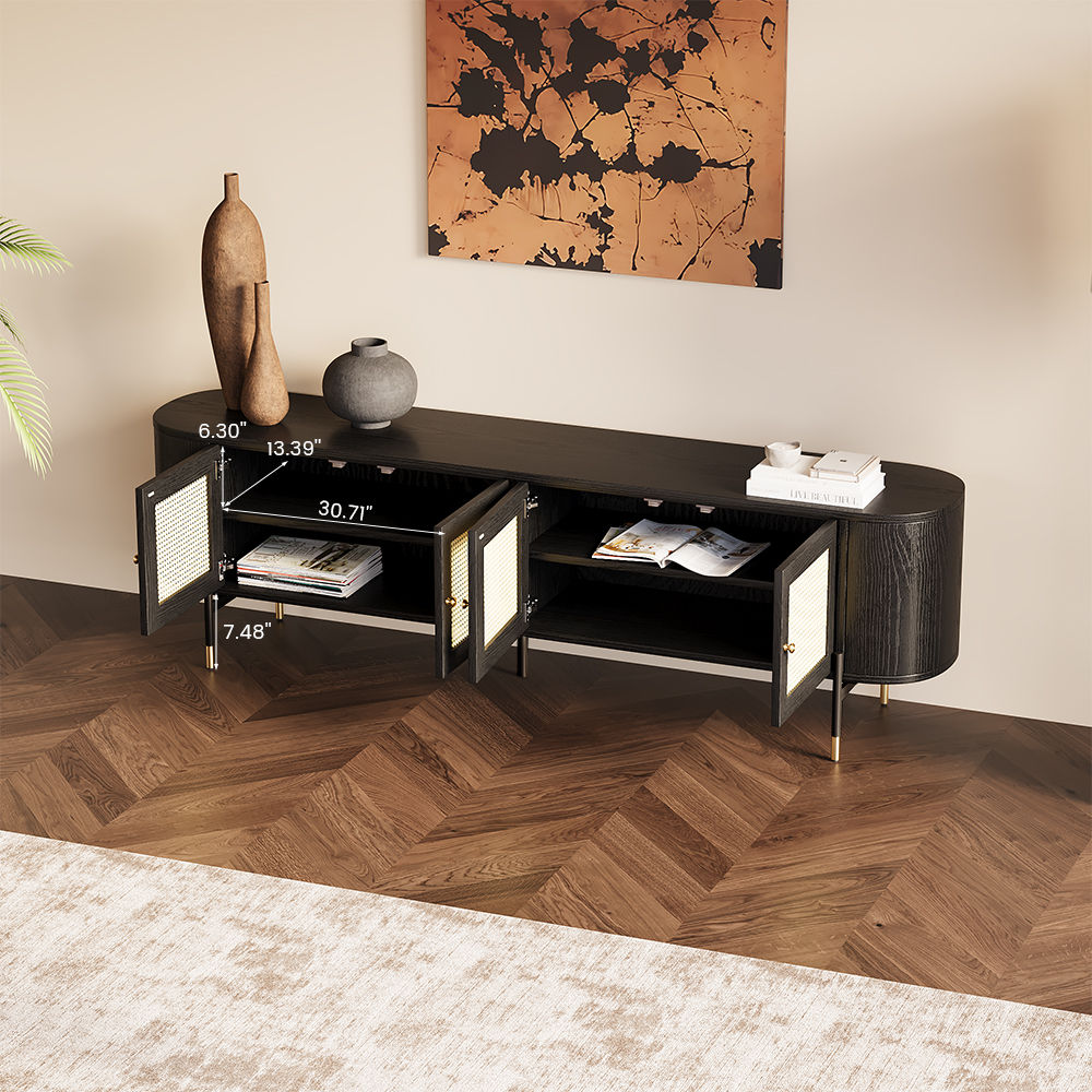 with Cabinets Black MDF TV Stands