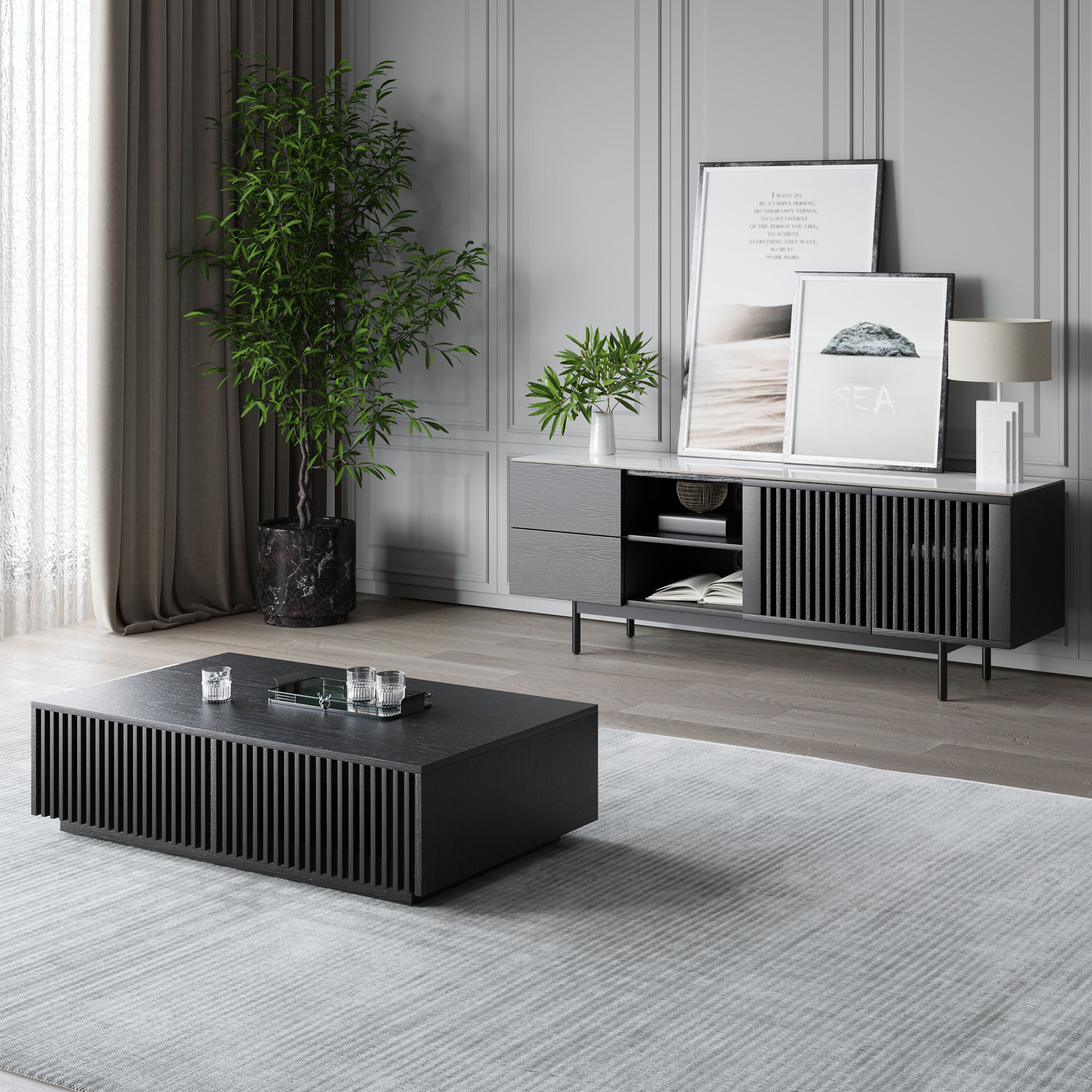 Black Plywood TV Stands