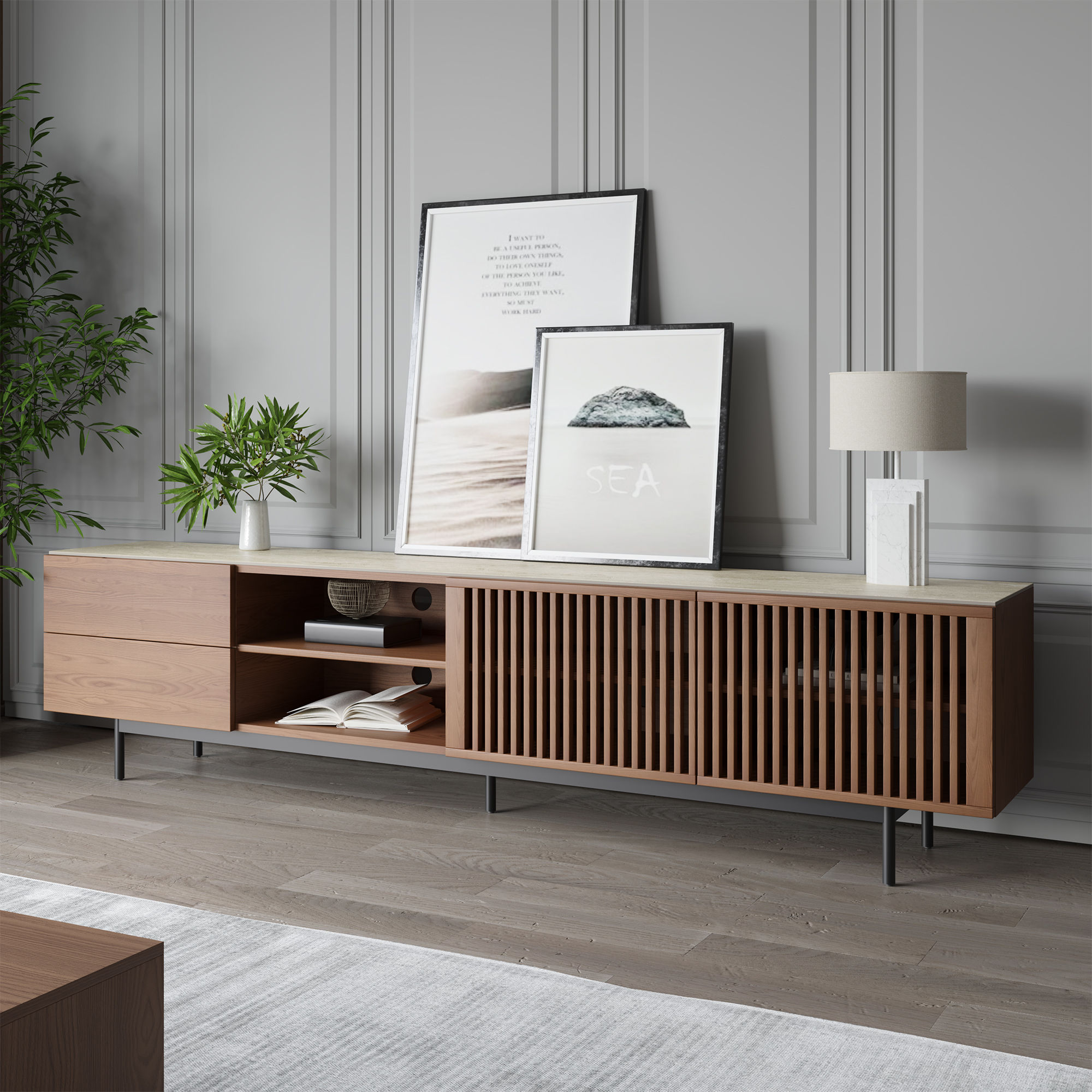 Walnut Color Plywood TV Stands