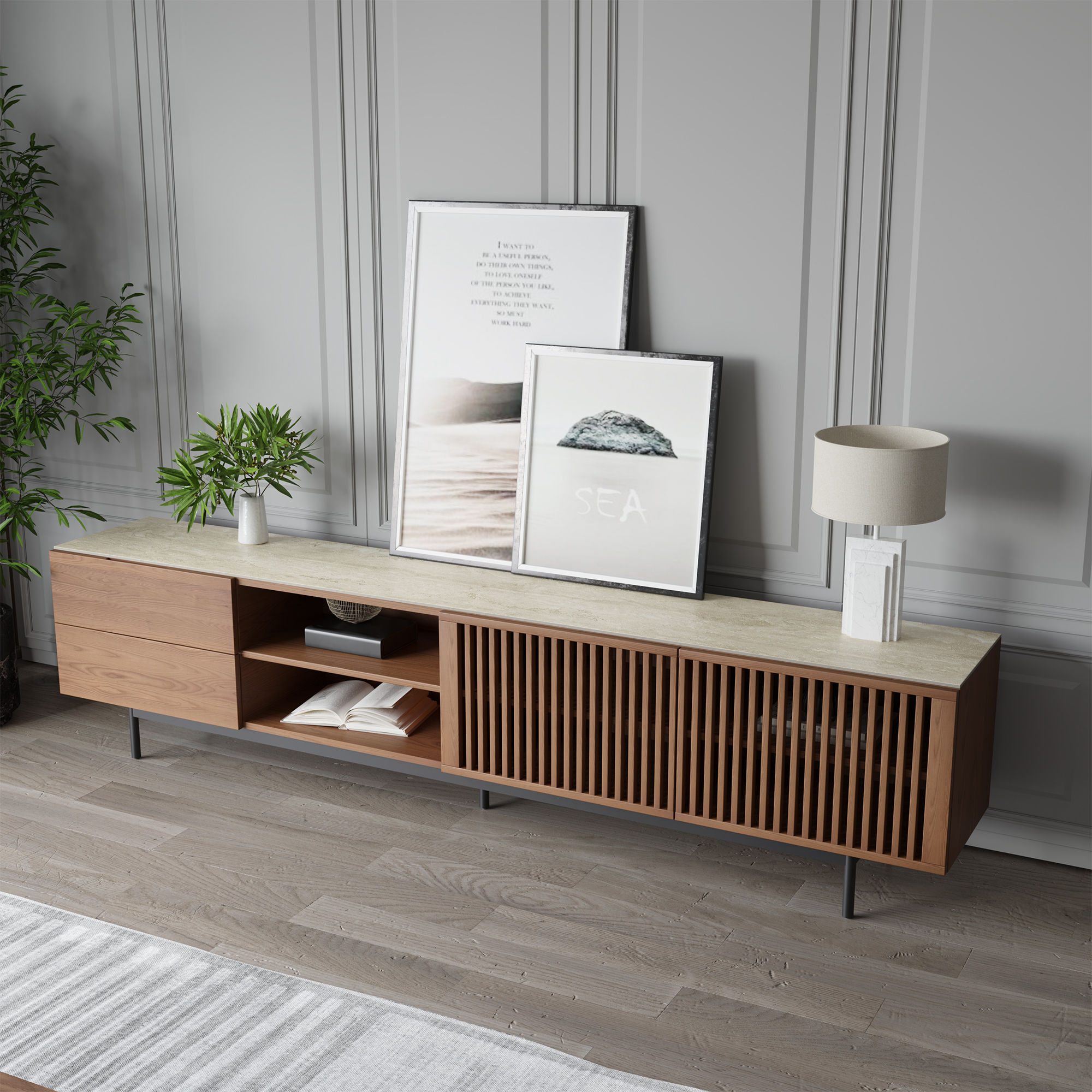 Walnut Color Plywood TV Stands