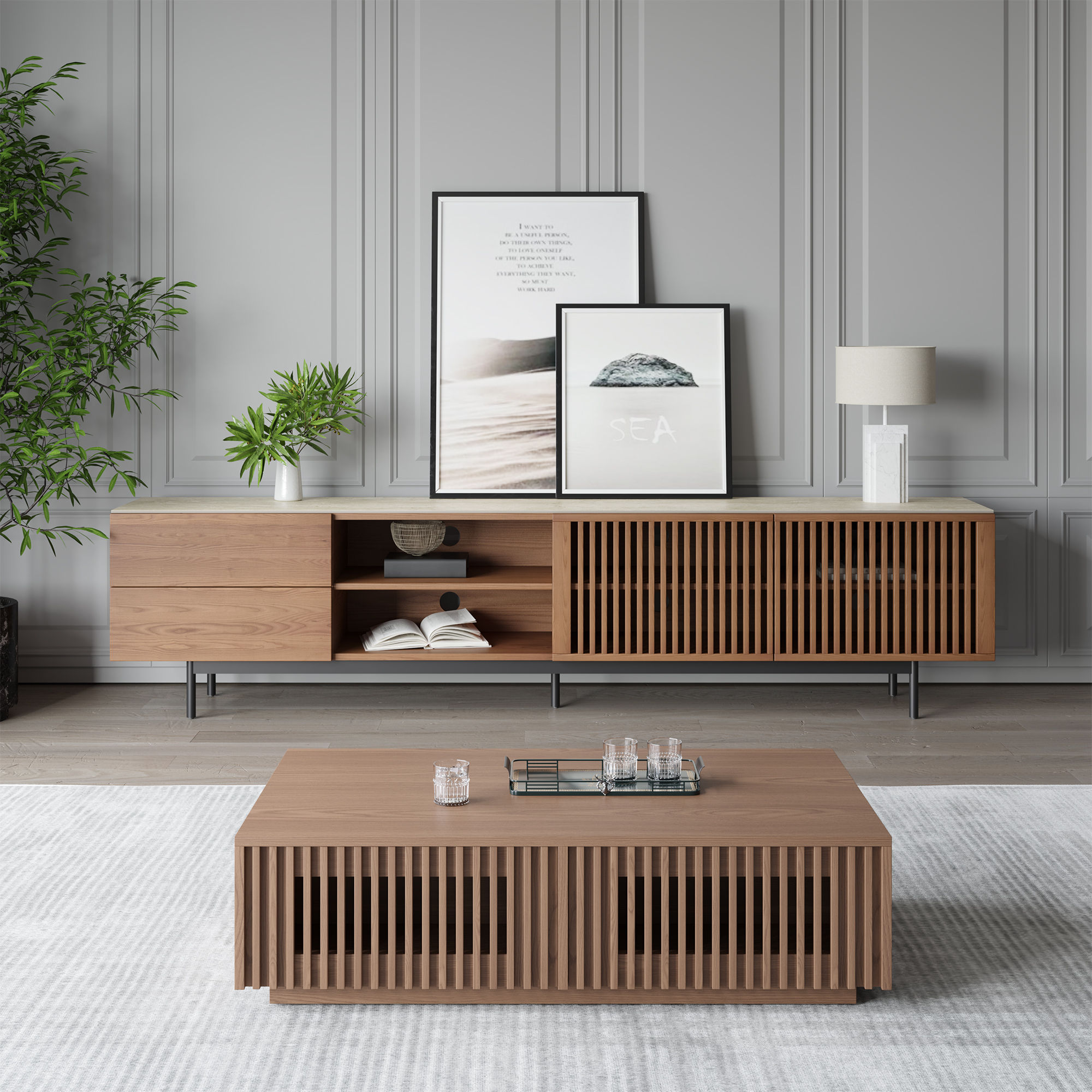Walnut Color Plywood TV Stands