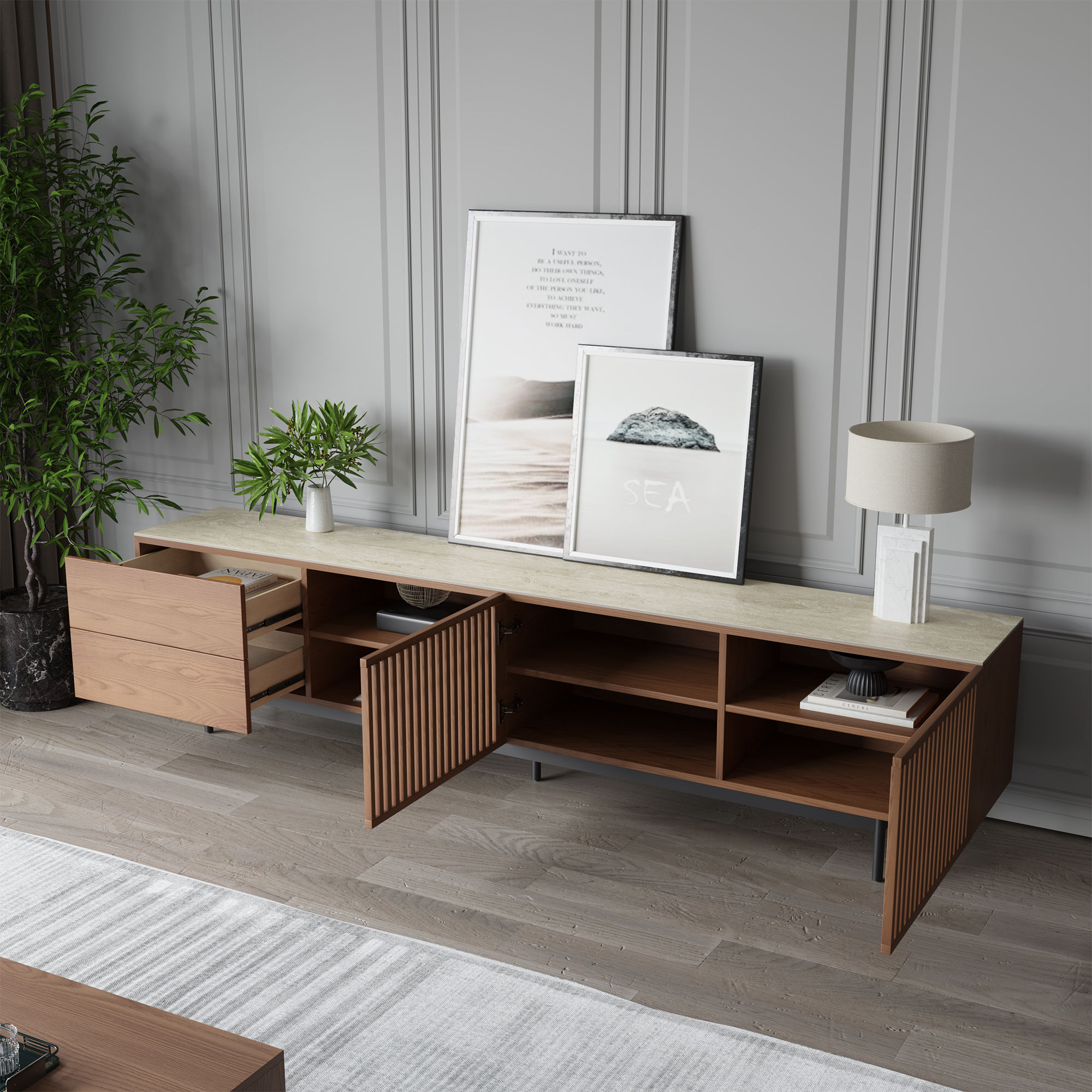 Walnut Color Plywood TV Stands