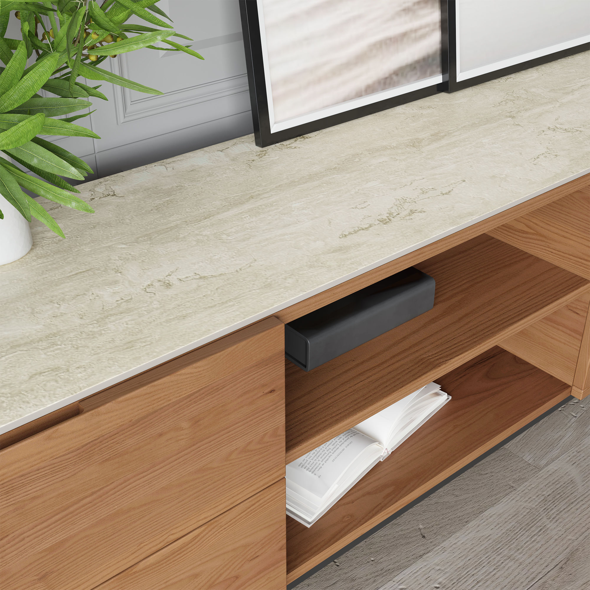 Metal Leg Walnut Color Plywood TV Stands