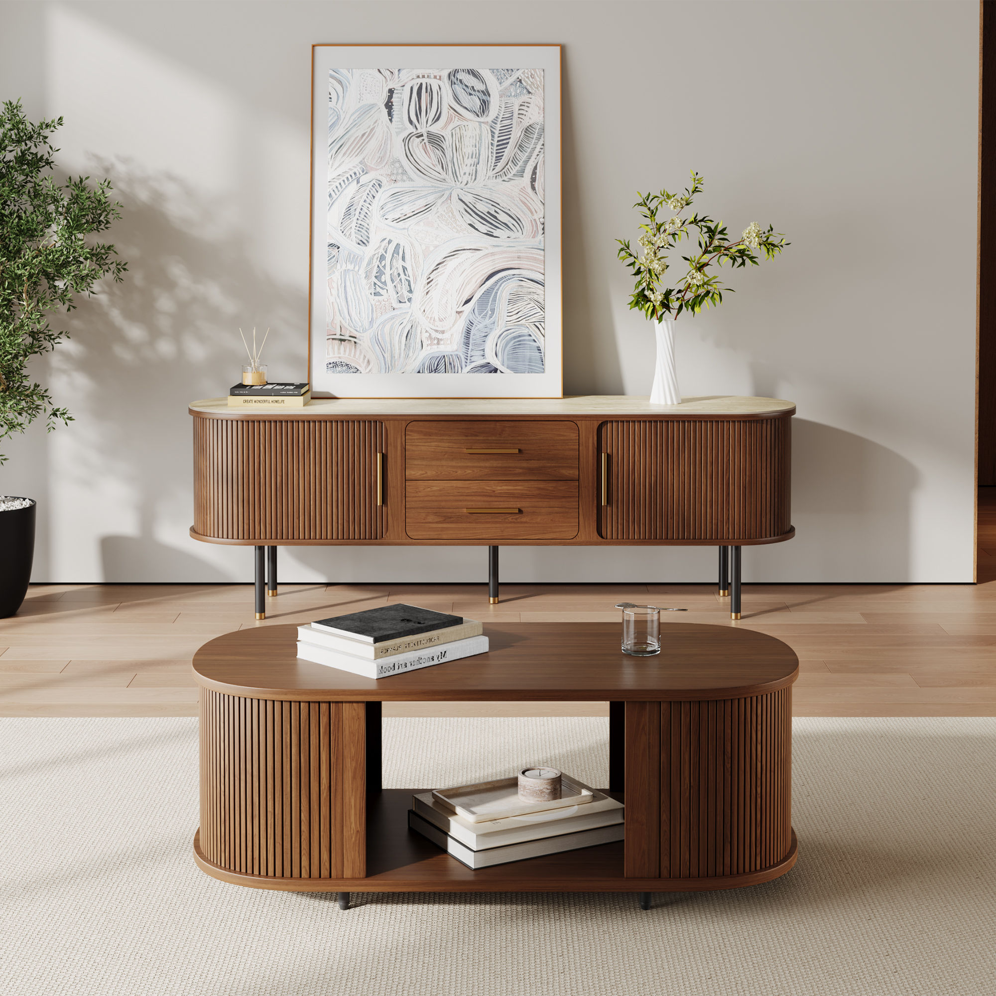 Walnut Color Plywood TV Stands