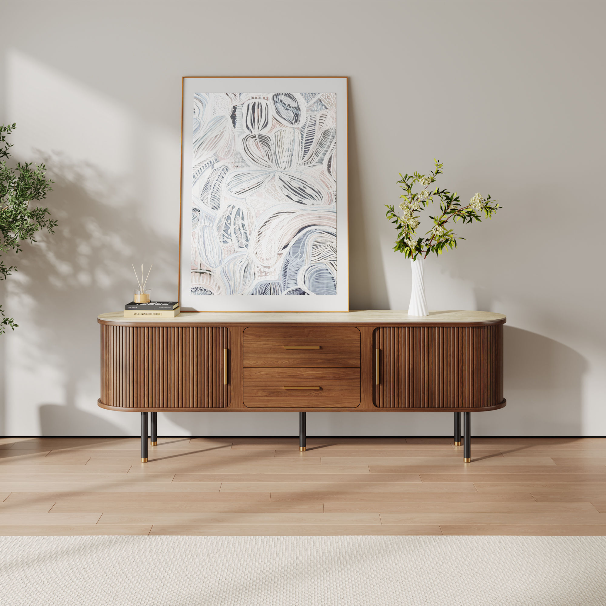 Walnut Color Plywood TV Stands