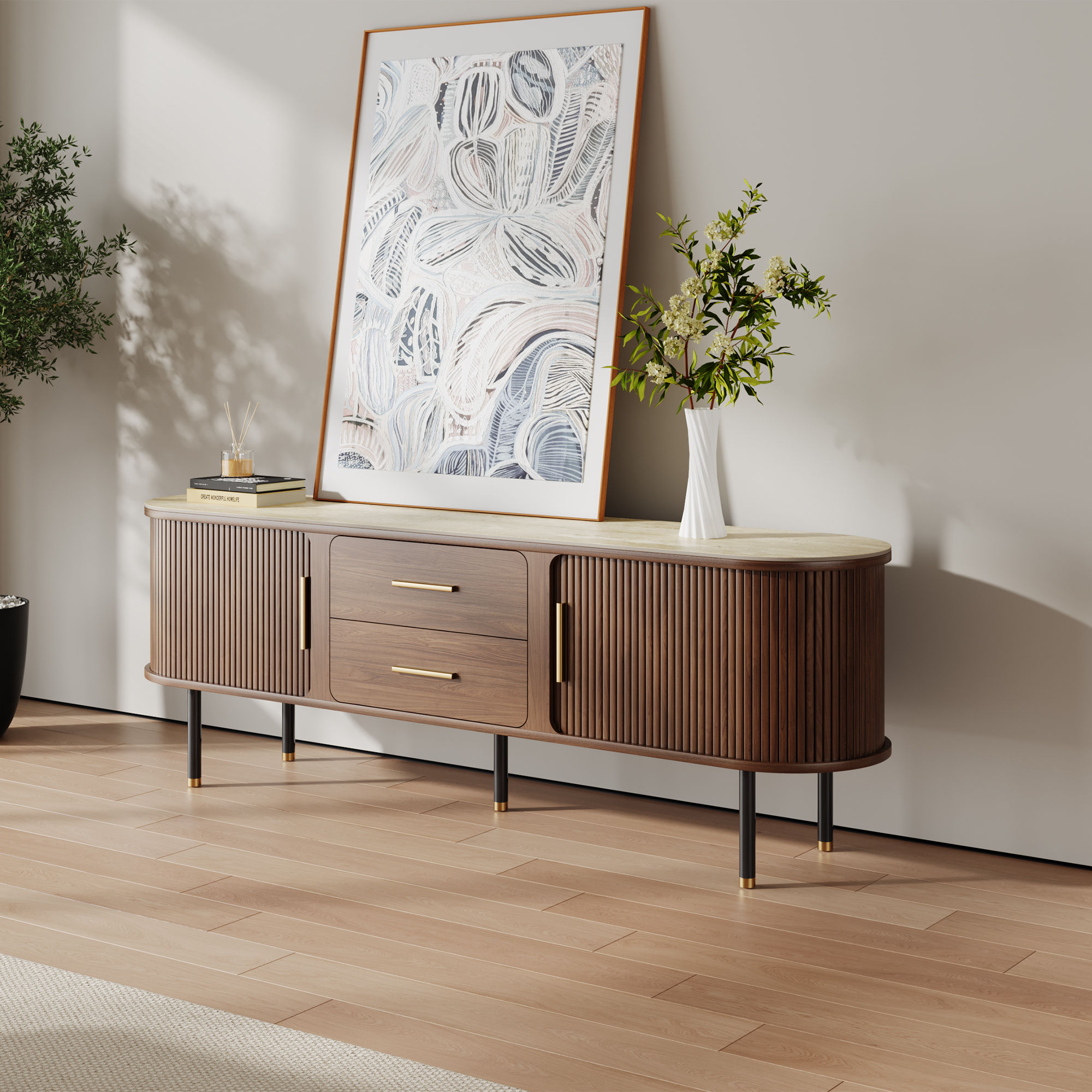 Walnut Color Plywood TV Stands
