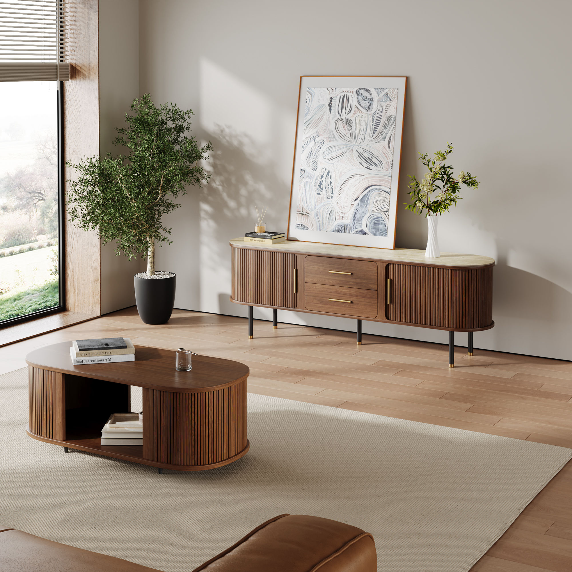 Walnut Color Plywood TV Stands