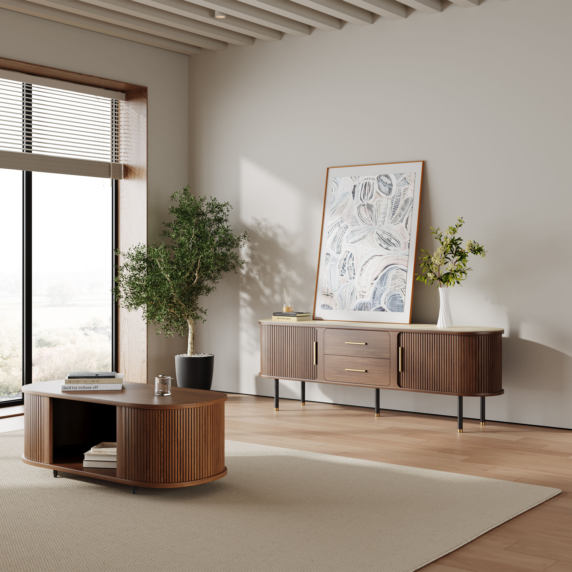 Walnut Color Plywood TV Stands