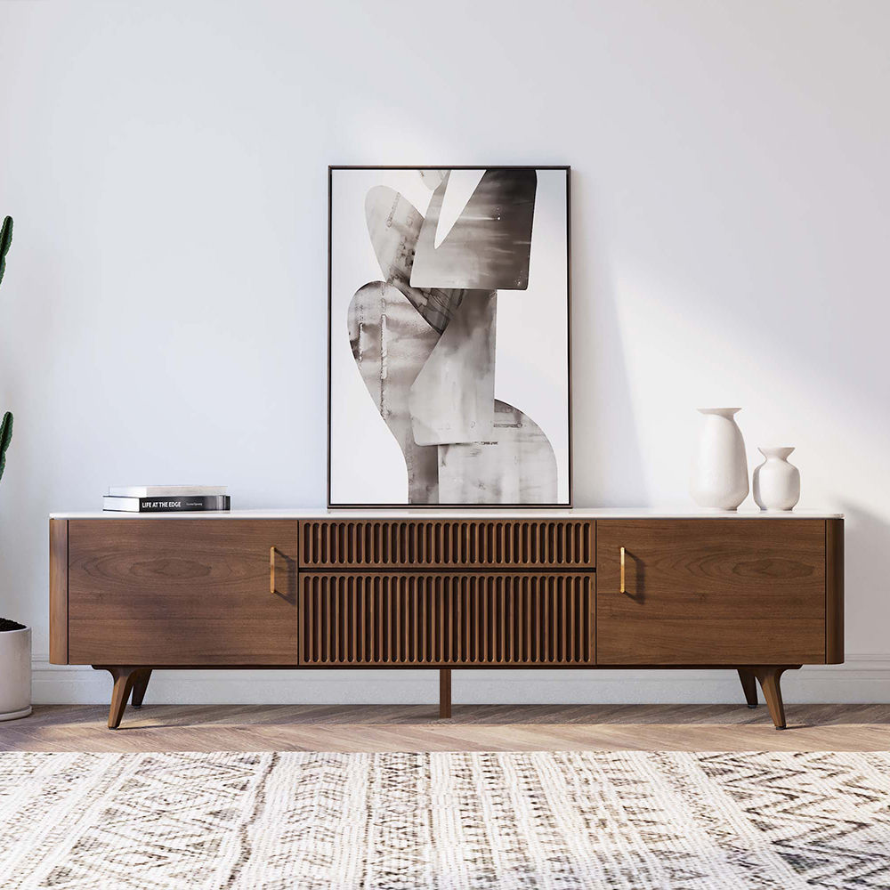 Wood Leg Dark Wood Plywood TV Stands