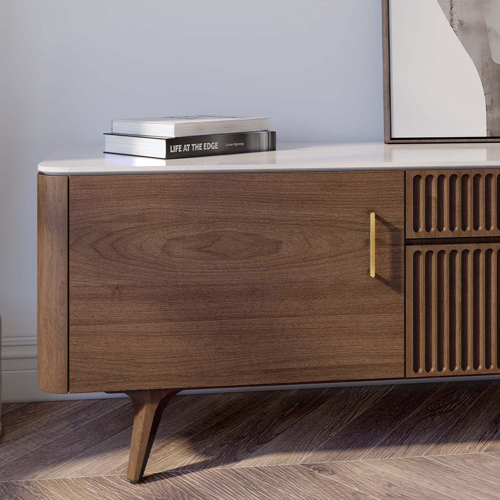 Wood Leg Dark Wood Plywood TV Stands