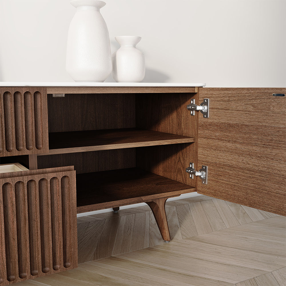 Wood Leg Dark Wood Plywood TV Stands