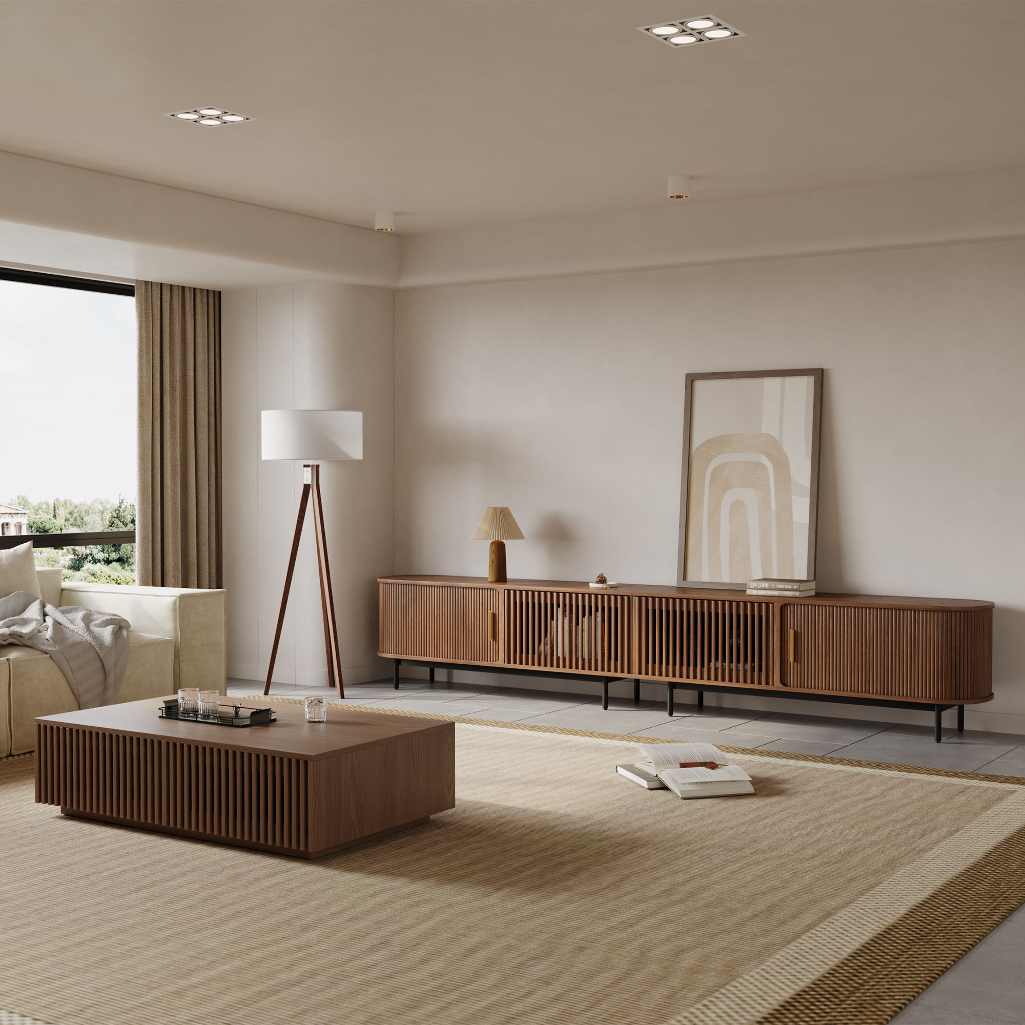 Walnut Color Plywood TV Stands