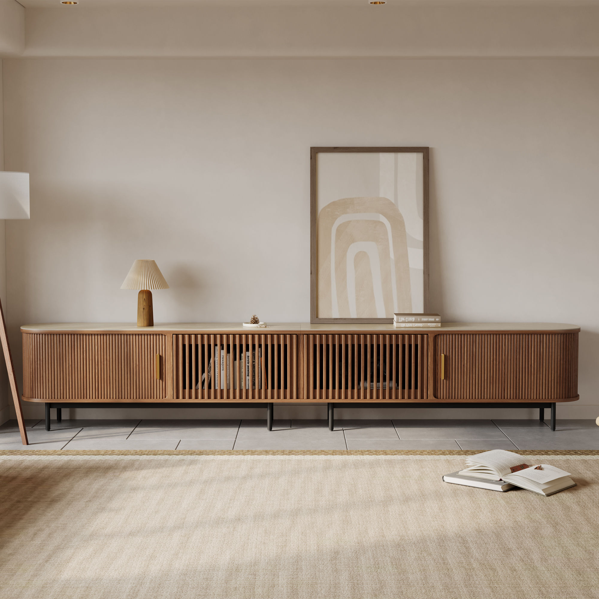 Walnut Color Sintered Stone TV Stands