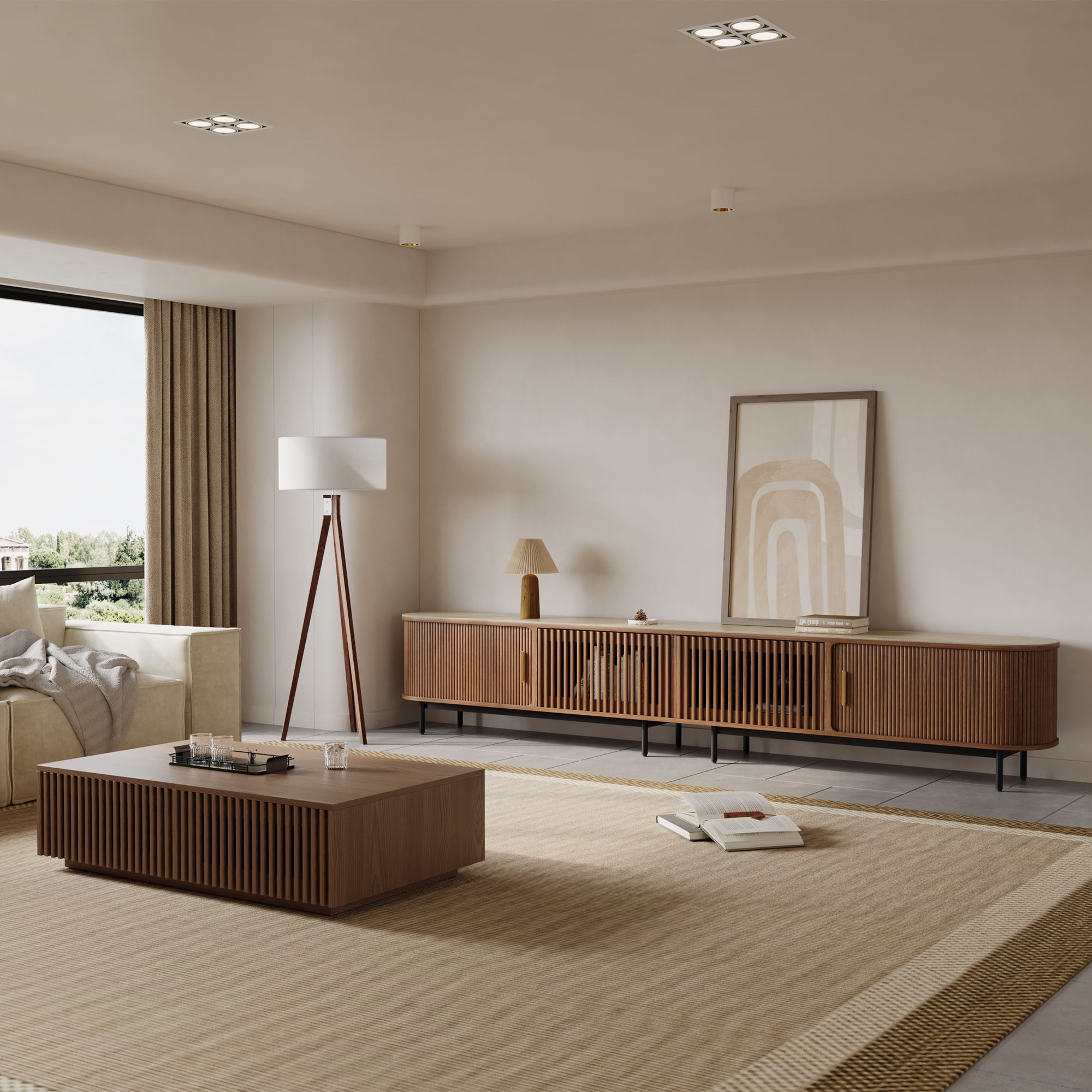 Walnut Color Sintered Stone TV Stands