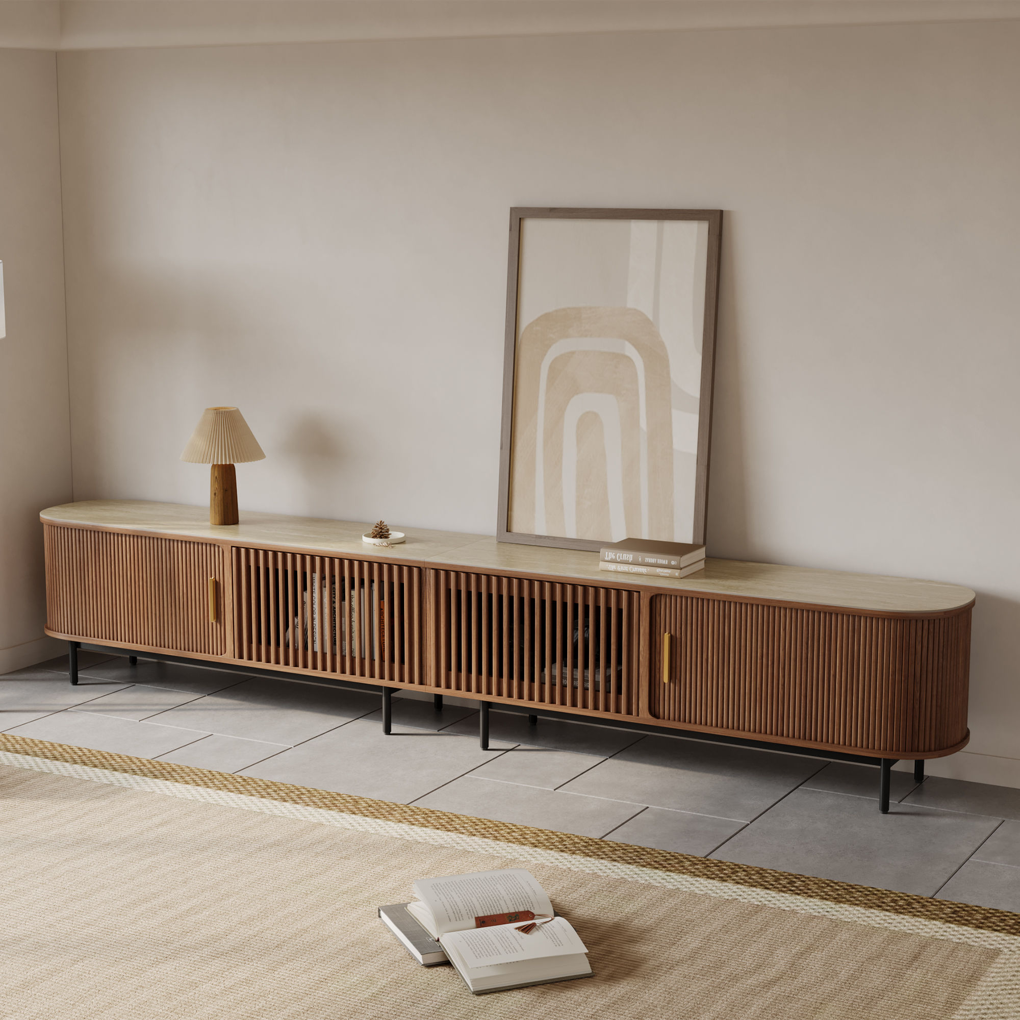 Walnut Color Sintered Stone TV Stands