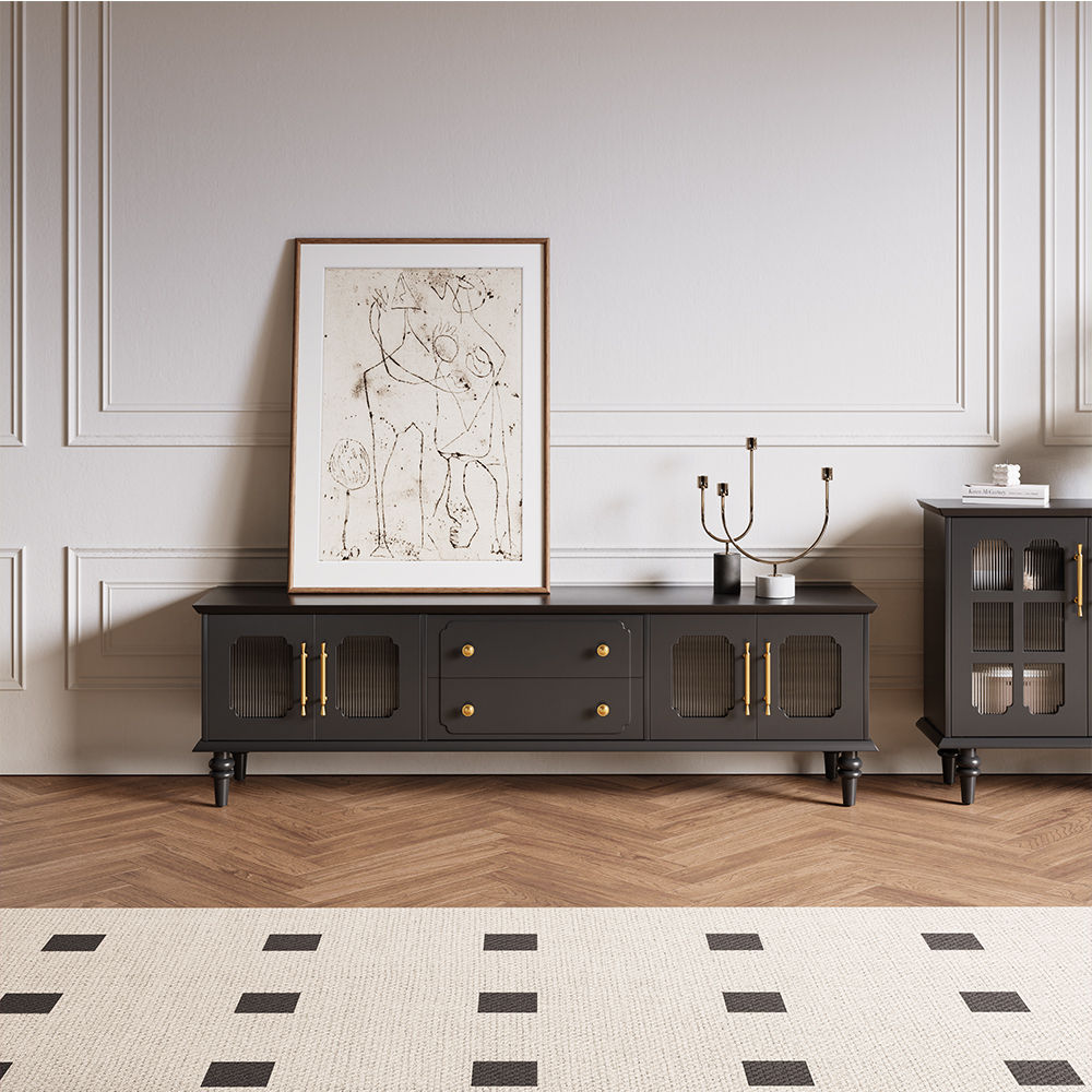 Partly Assemble Black Plywood TV Stands