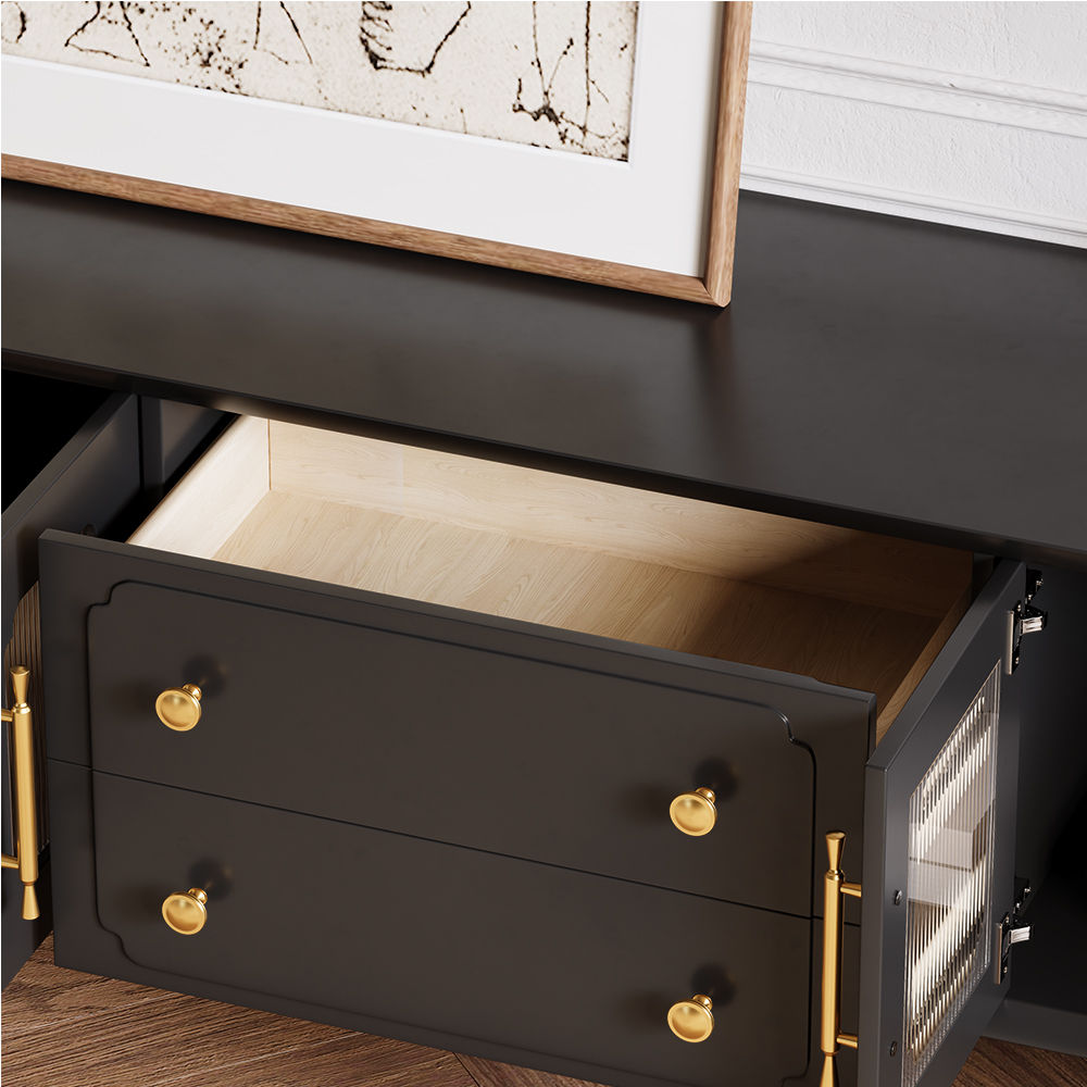 Wood Leg Black Plywood TV Stands