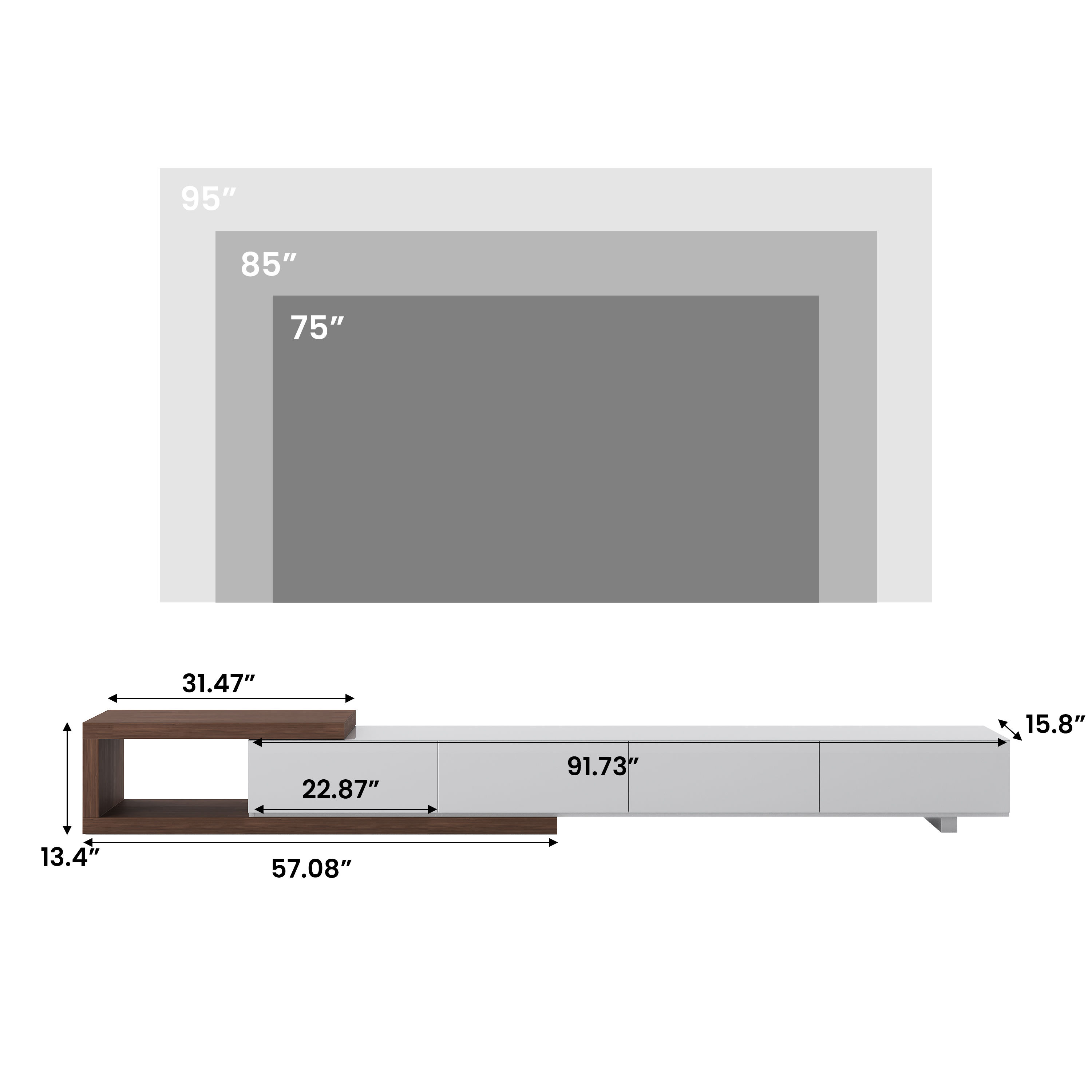 White & Walnut MDF TV Stands