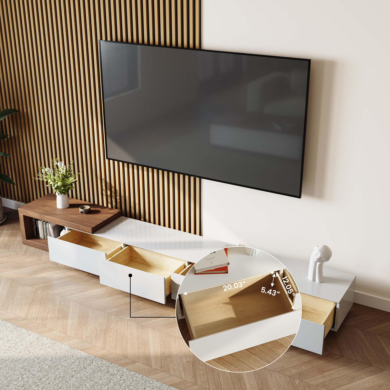 White & Walnut MDF TV Stands
