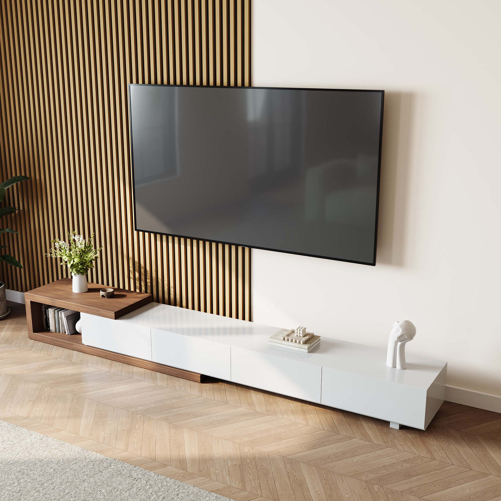 White & Walnut MDF TV Stands