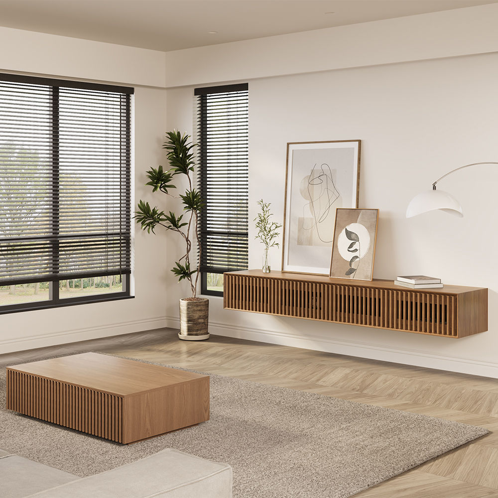 Modern Minimalist Walnut Color MDF TV Stands