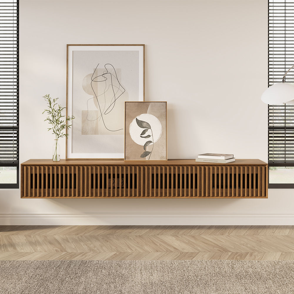 Rectangular Walnut Color MDF TV Stands