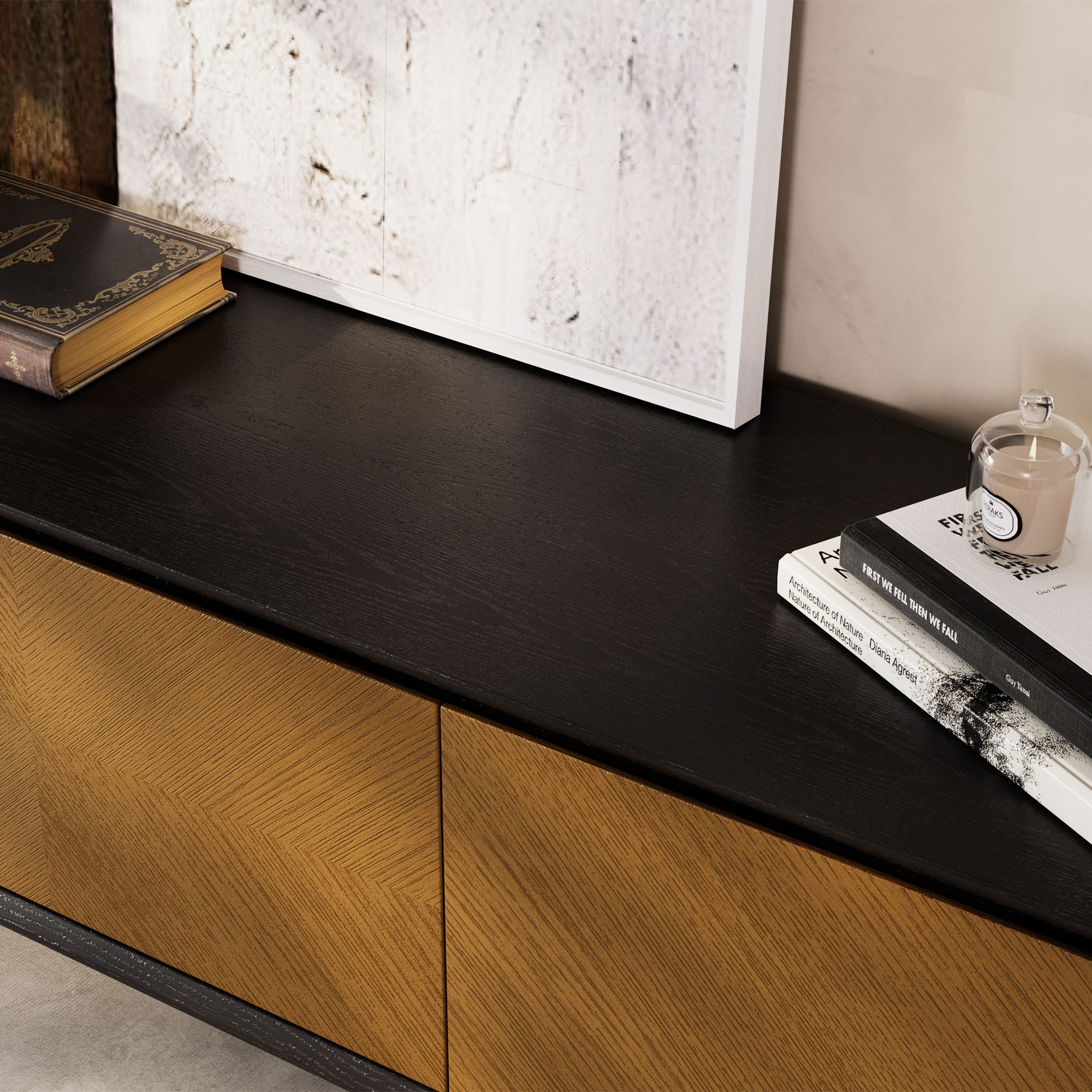 with Storage Walnut & Black Ash Wood TV Stands
