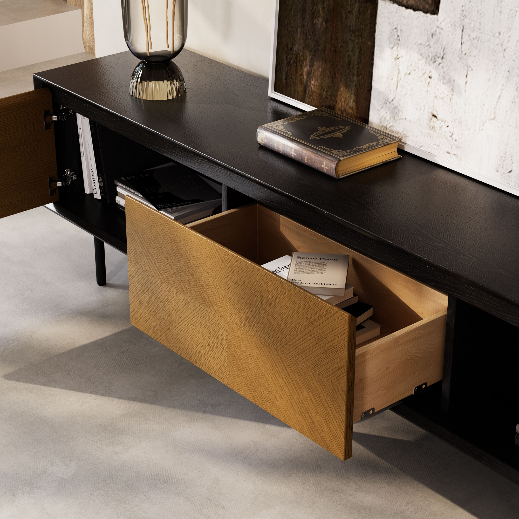 Wood Walnut & Black Ash Wood TV Stands
