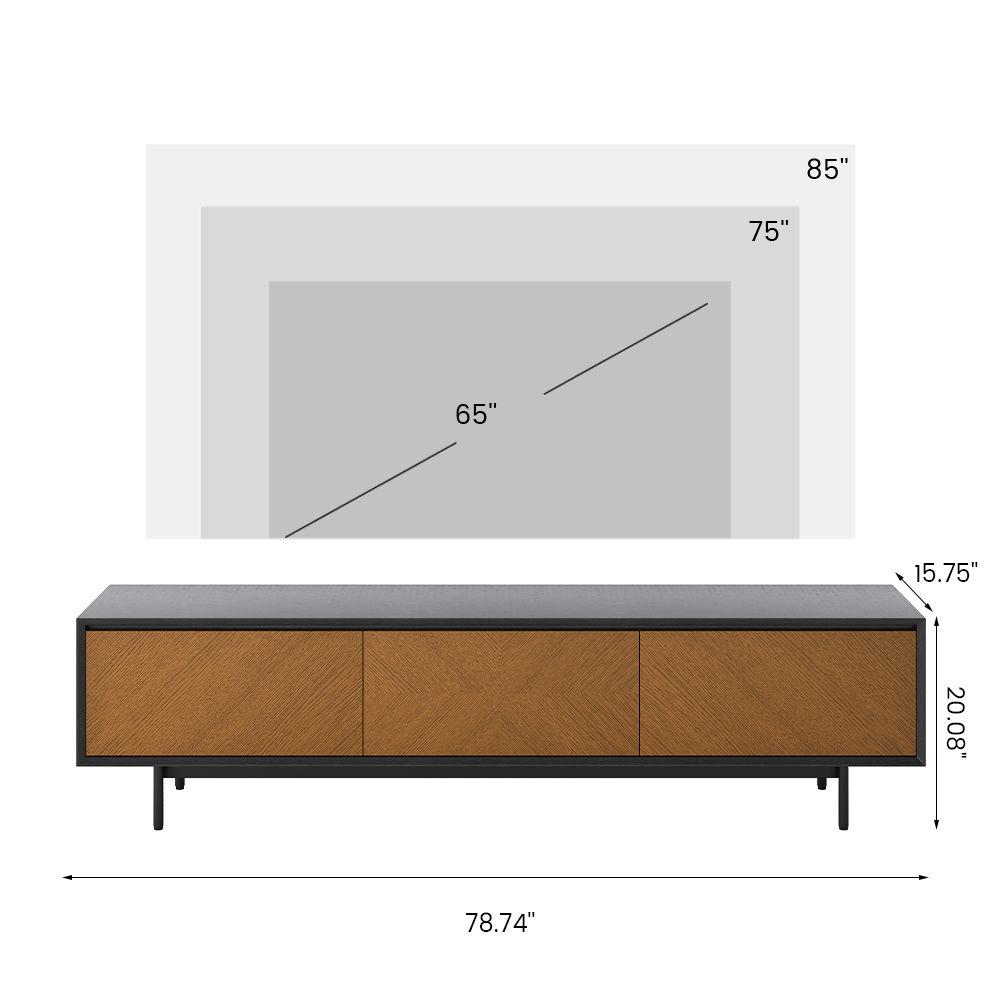 Partly Assemble Walnut & Black Ash Wood TV Stands