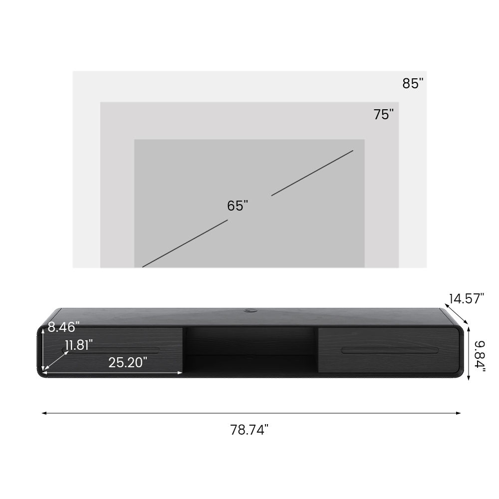Partly Assemble Black MDF TV Stands