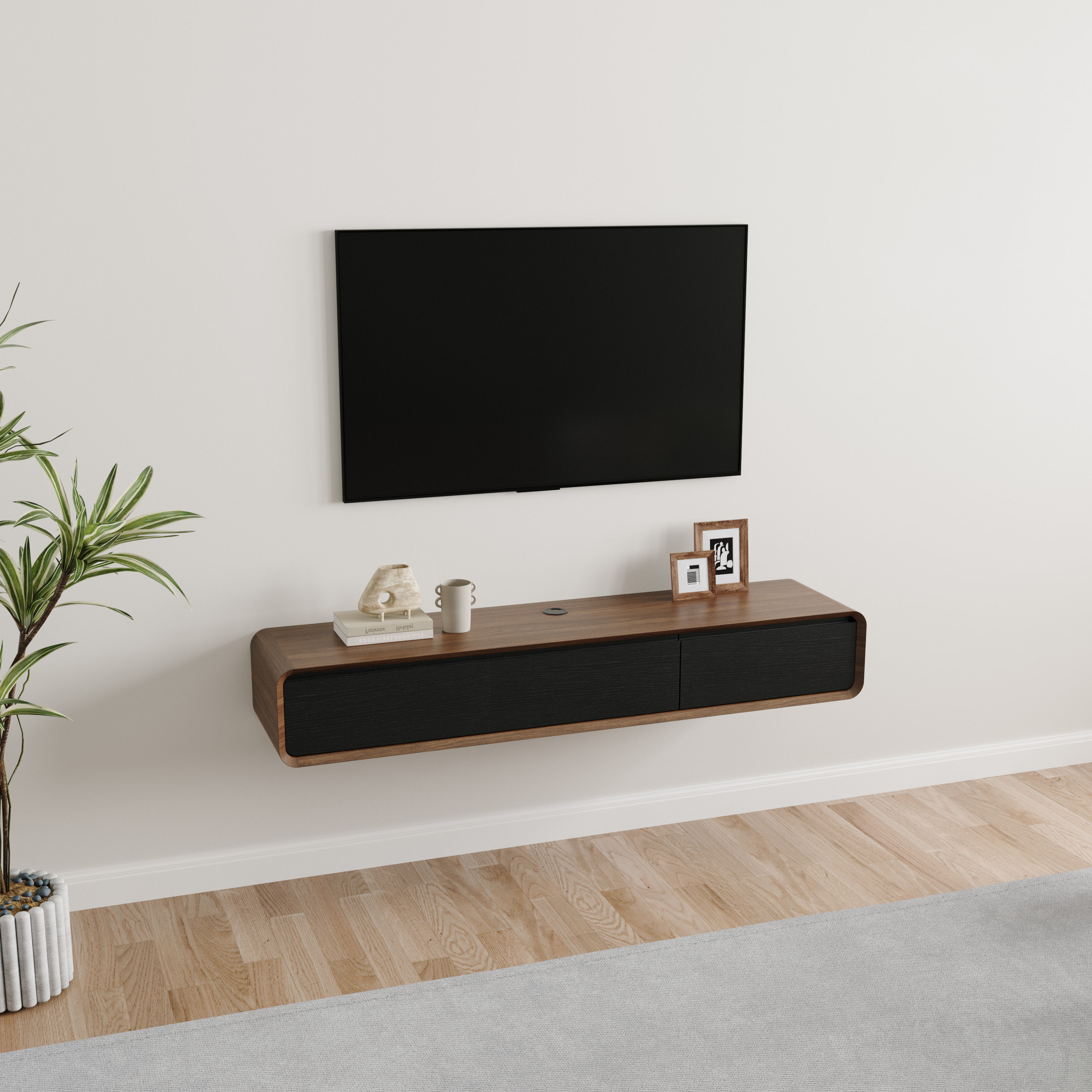 Modern Dark Wood & Black MDF TV Stands